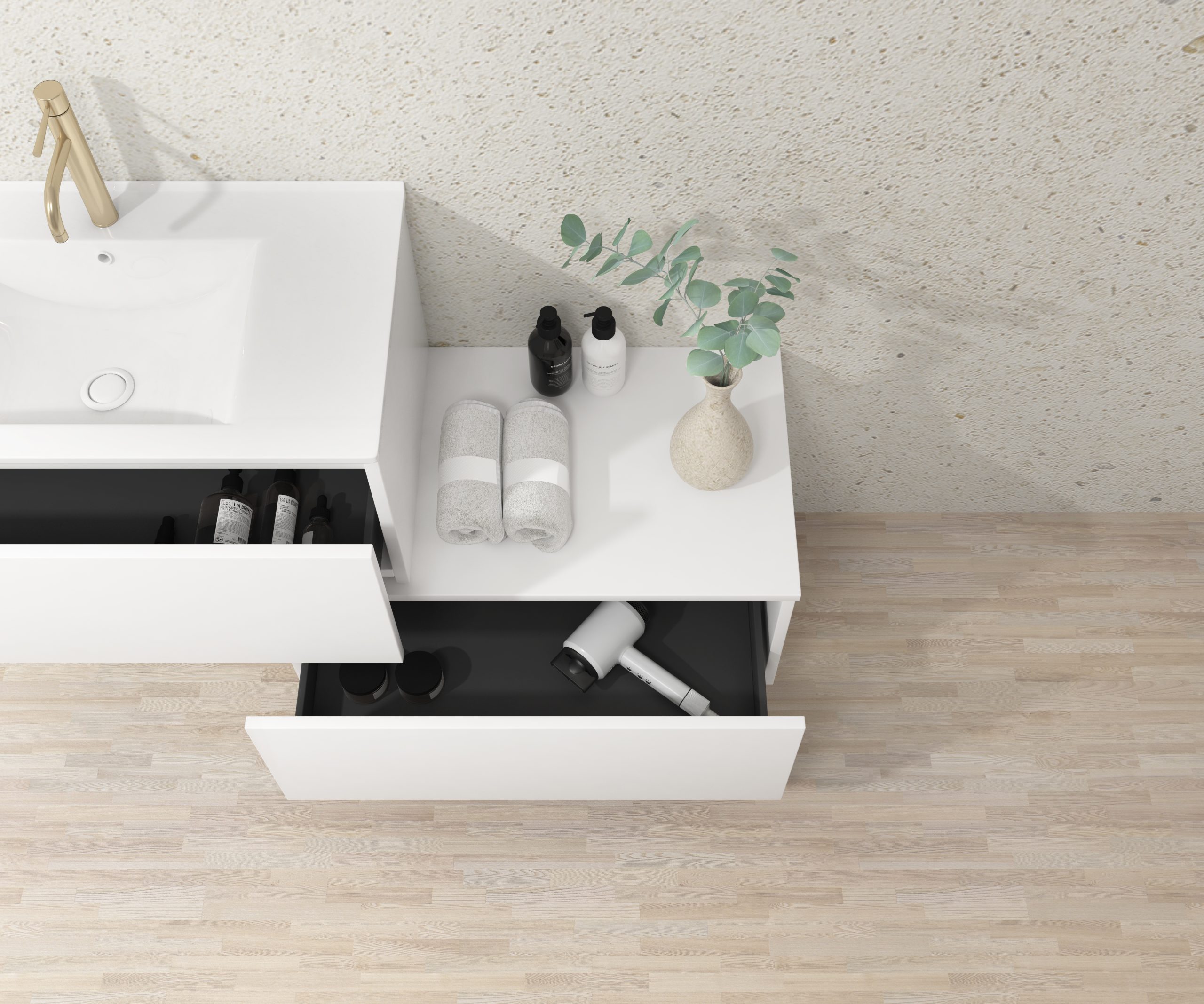 Pack Dijon avec évier en céramique et miroir LED