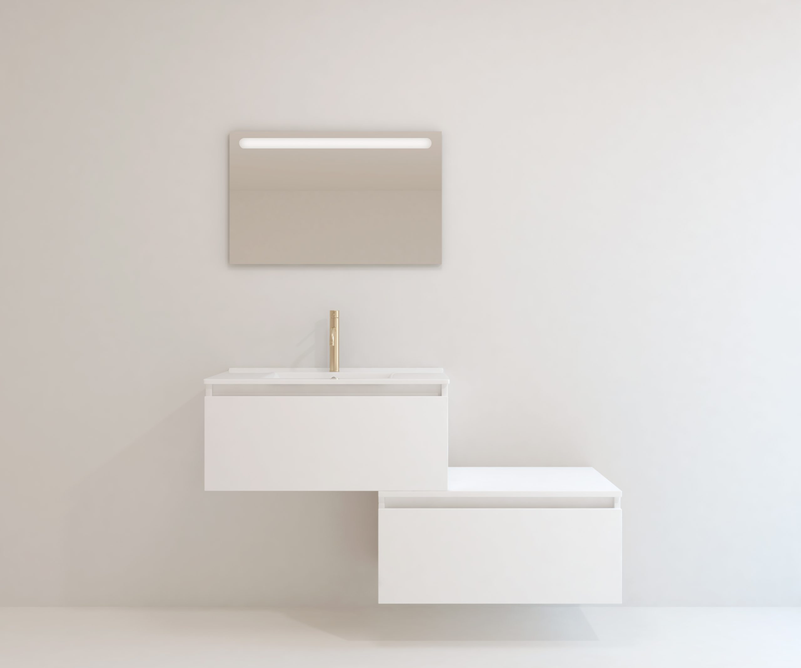 Pack Dijon avec évier en céramique et miroir LED