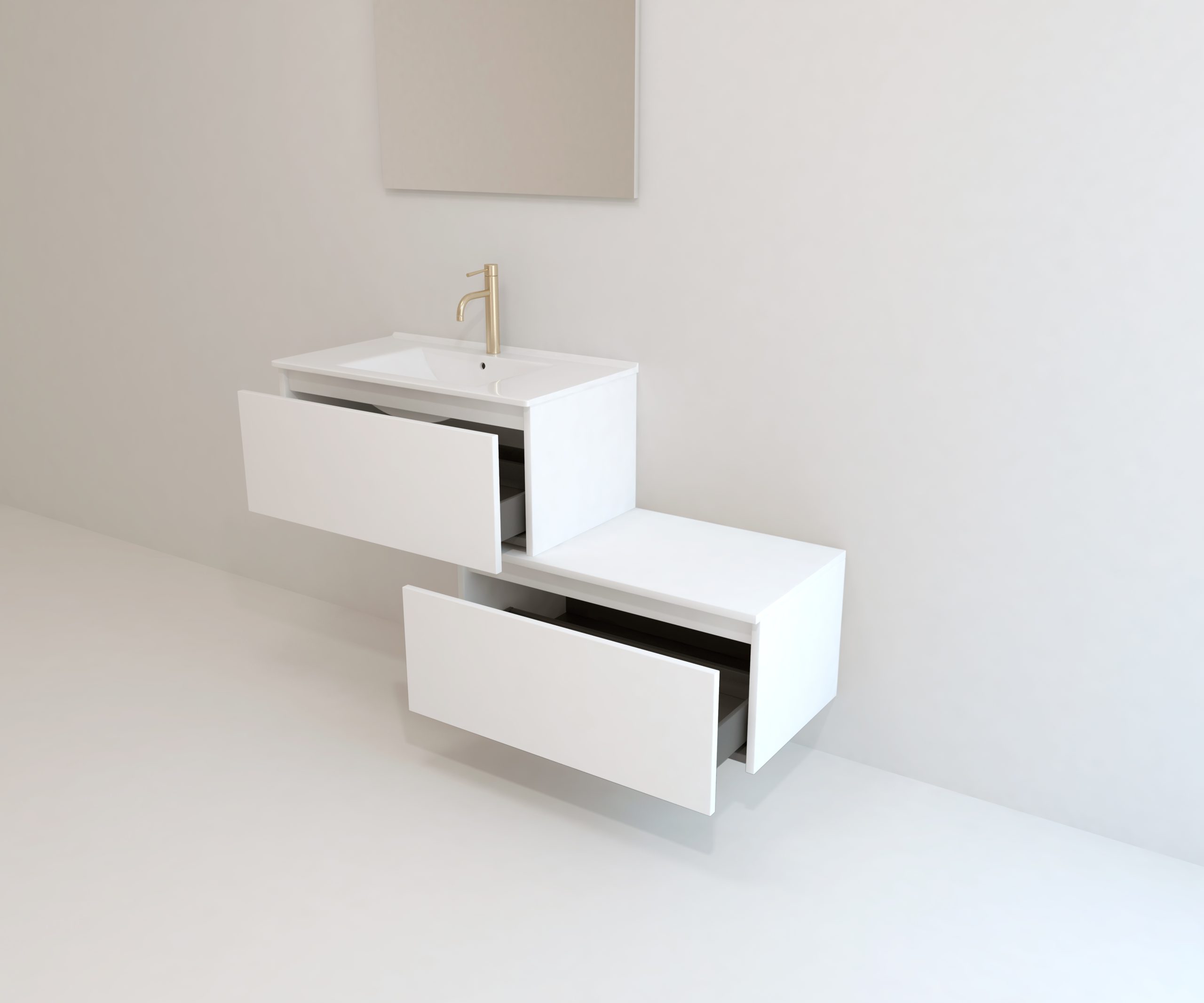 Pack Dijon avec évier en céramique et miroir LED