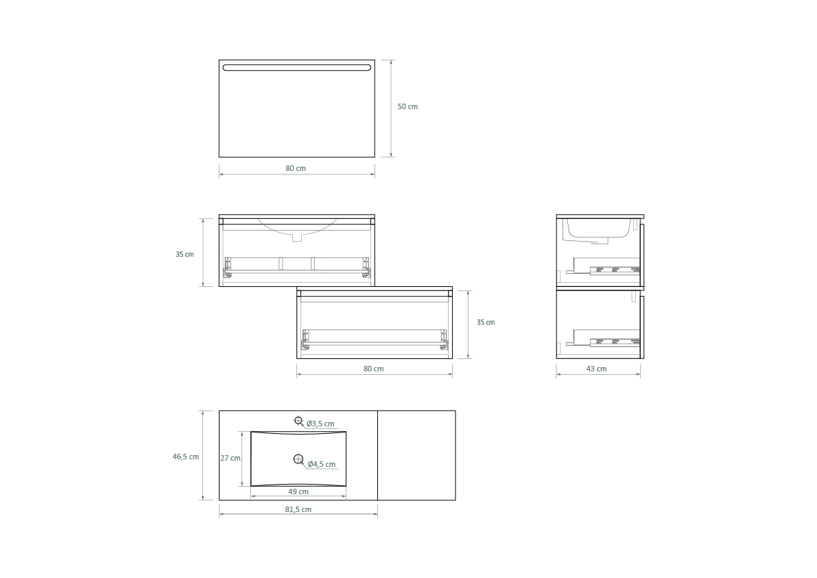 Pack Dijon avec évier en céramique et miroir LED