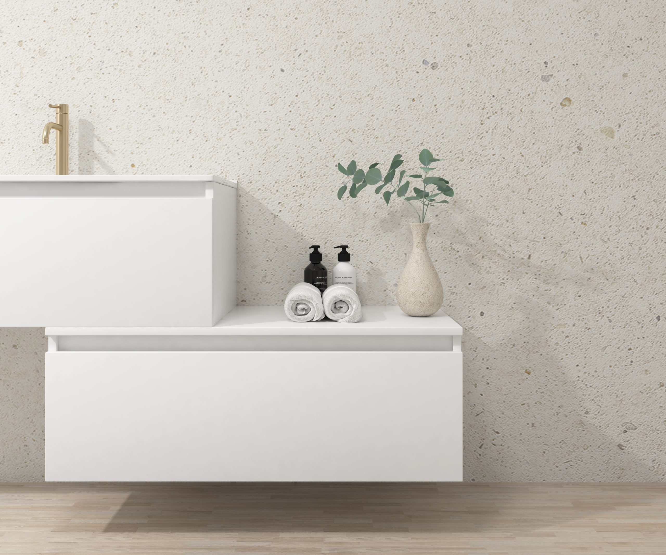 Pack Dijon avec évier en céramique et miroir LED