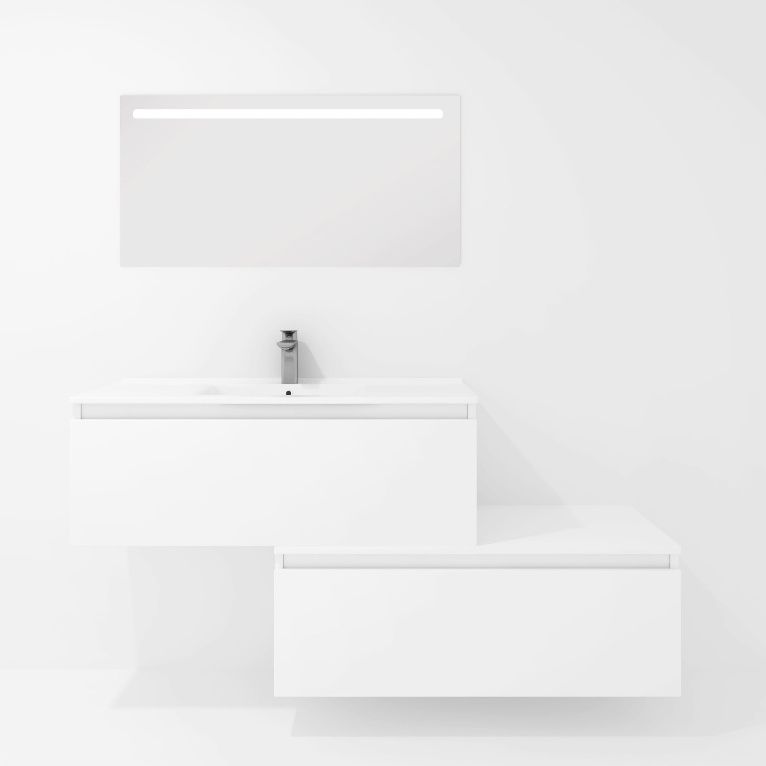 Pack Dijon avec évier en céramique et miroir LED