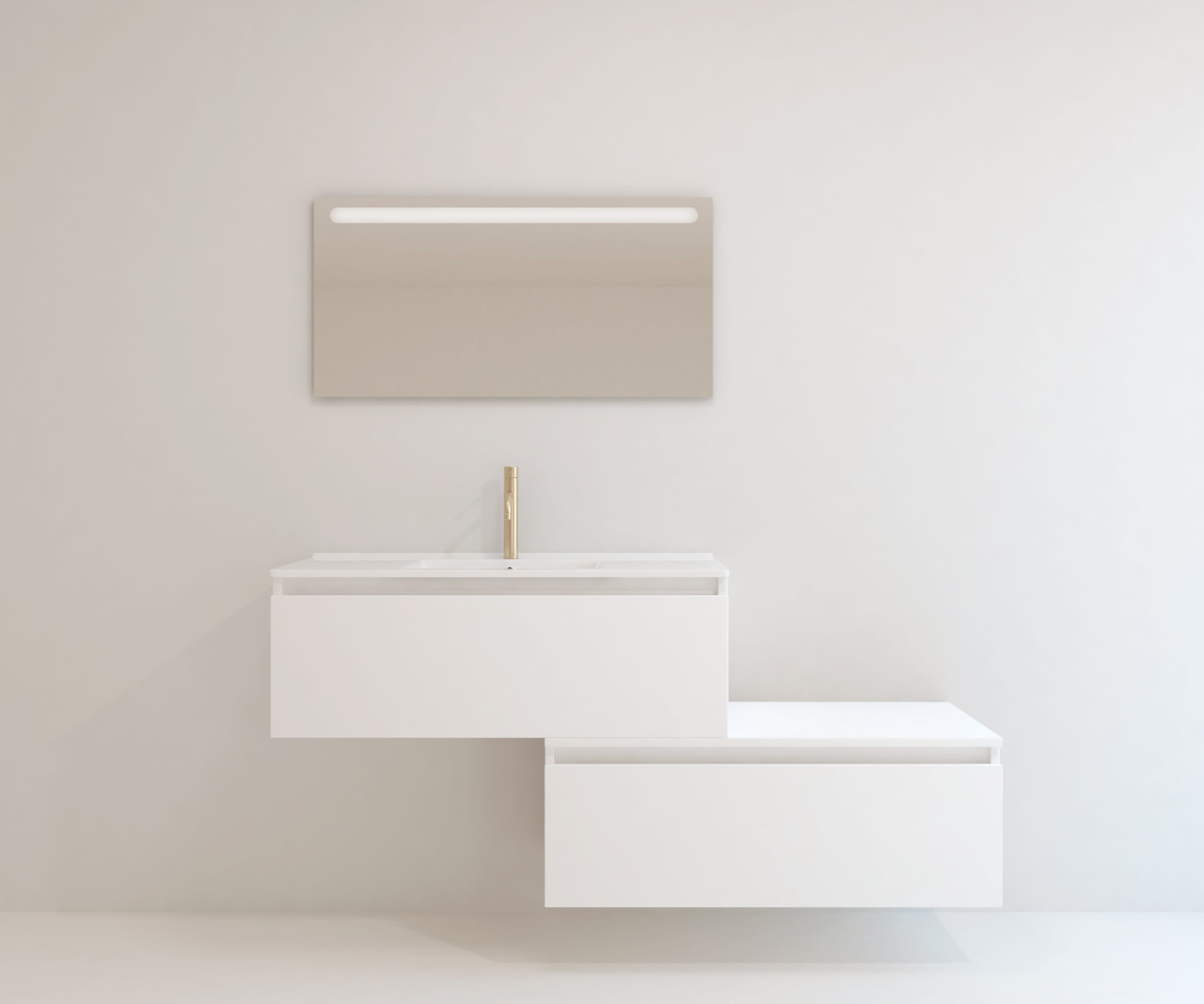 Pack Dijon avec évier en céramique et miroir LED