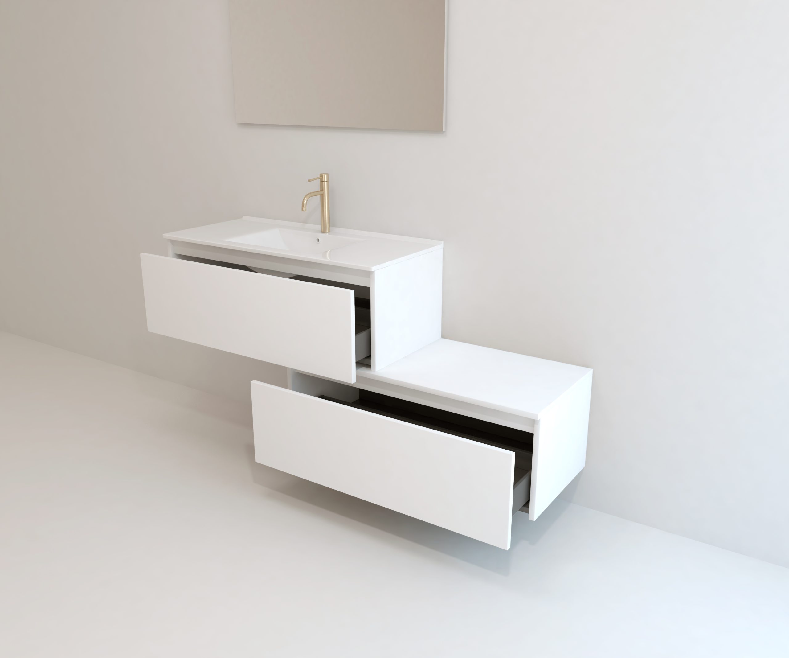 Pack Dijon avec évier en céramique et miroir LED