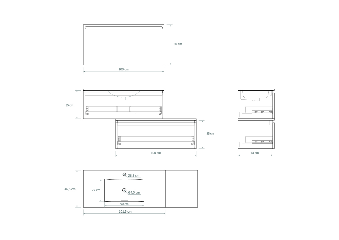 Pack Dijon avec évier en céramique et miroir LED