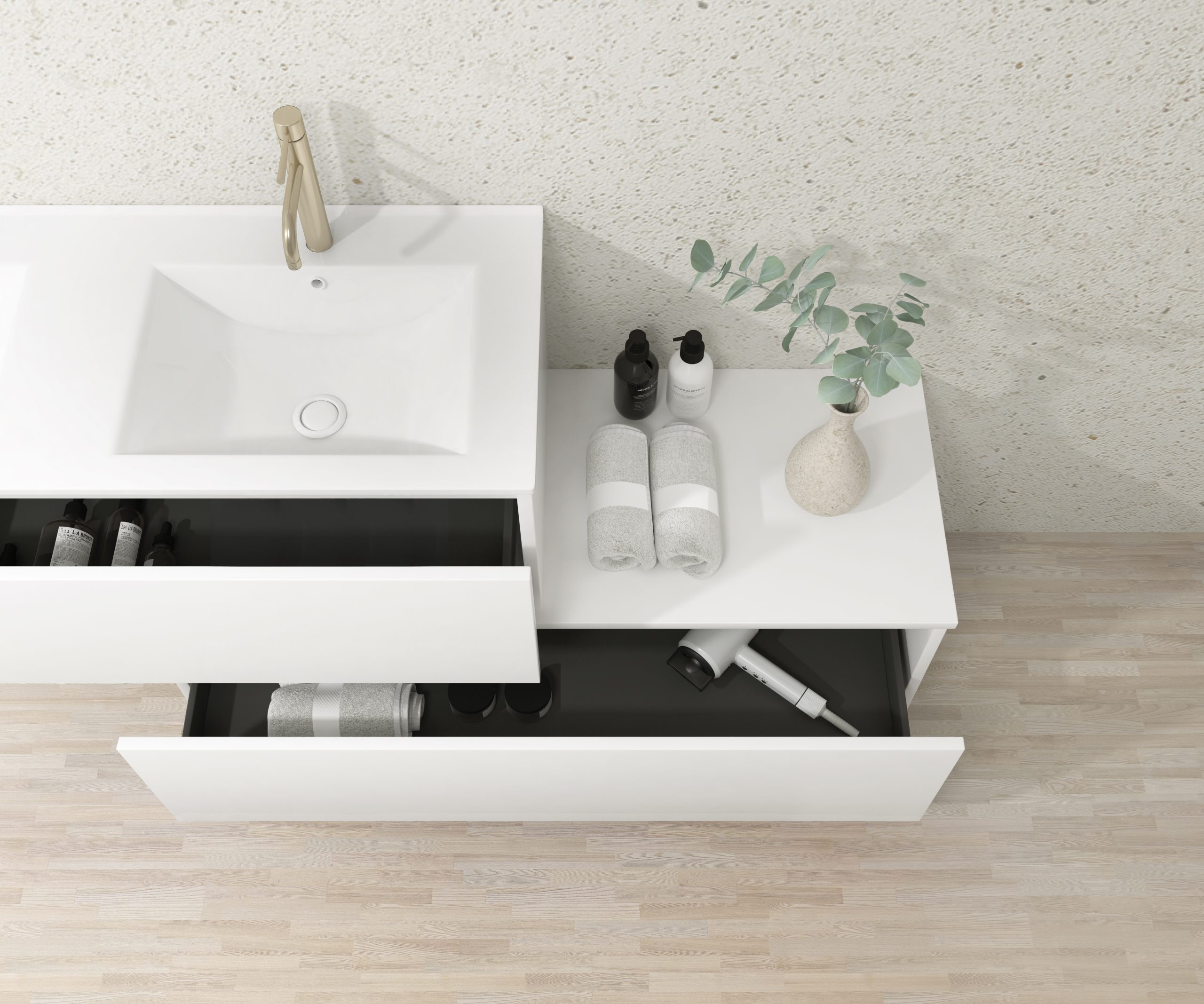 Pack Dijon avec évier en céramique et miroir LED