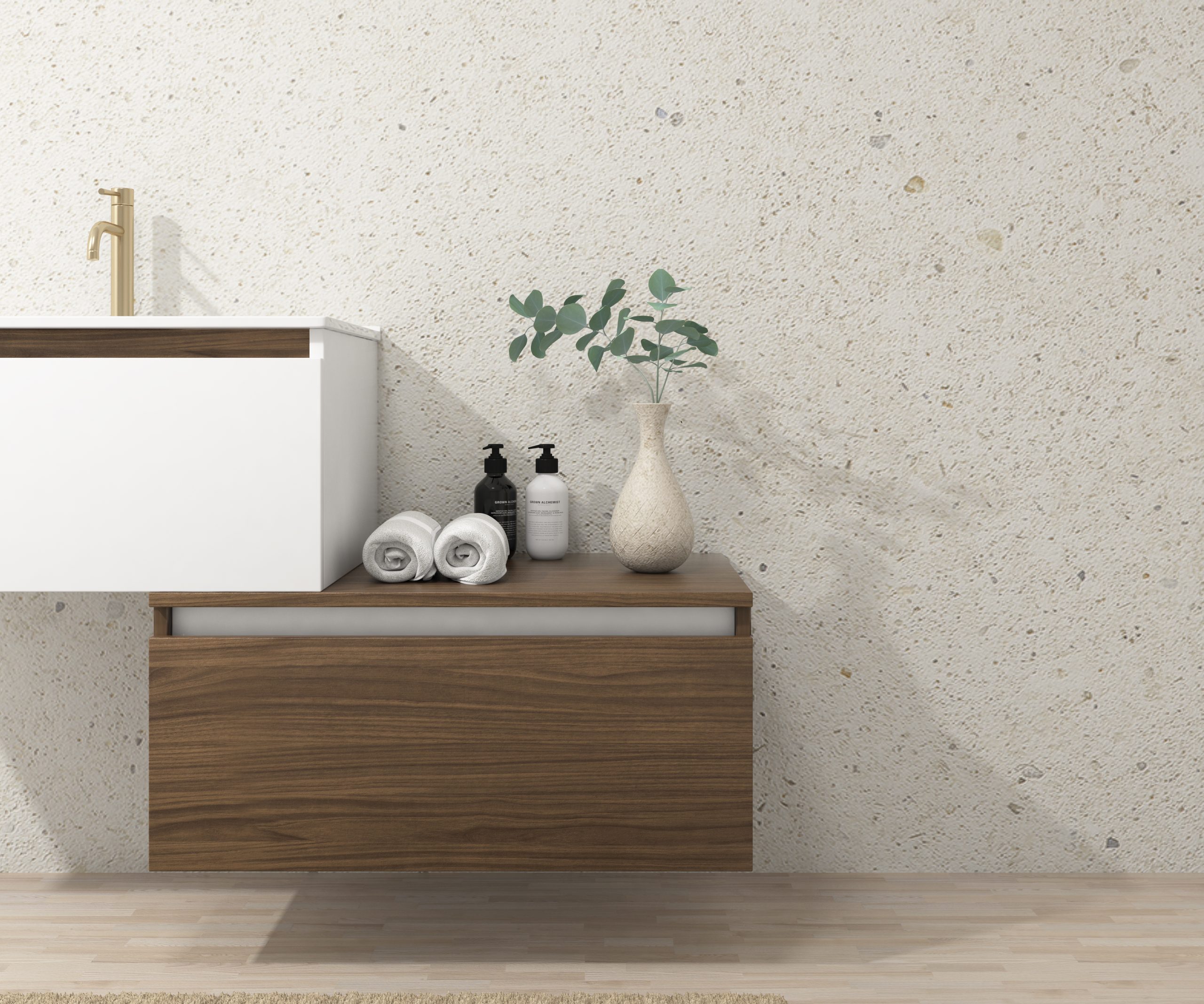 Pack Dijon avec évier en céramique et miroir LED