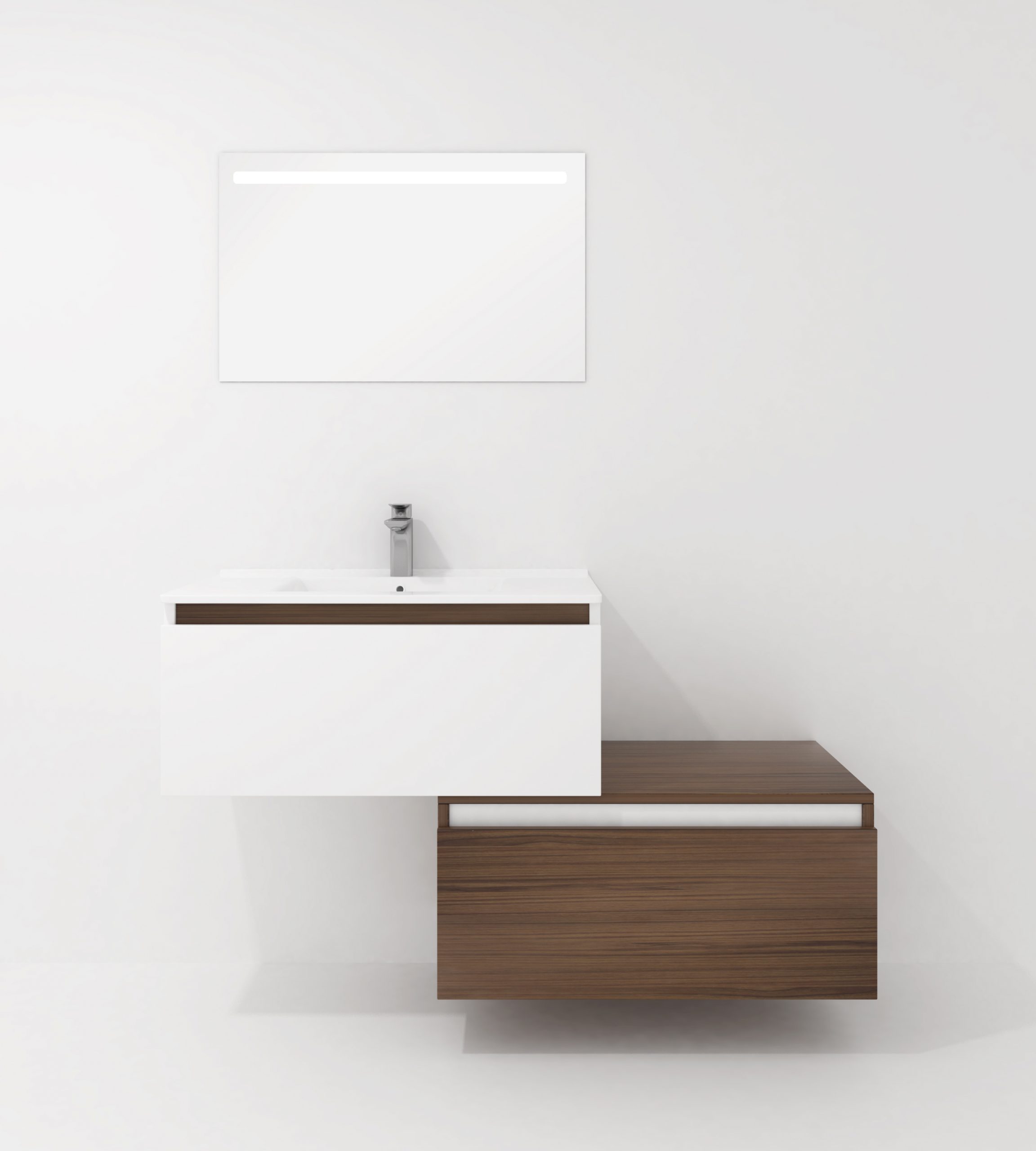 Pack Dijon avec évier en céramique et miroir LED