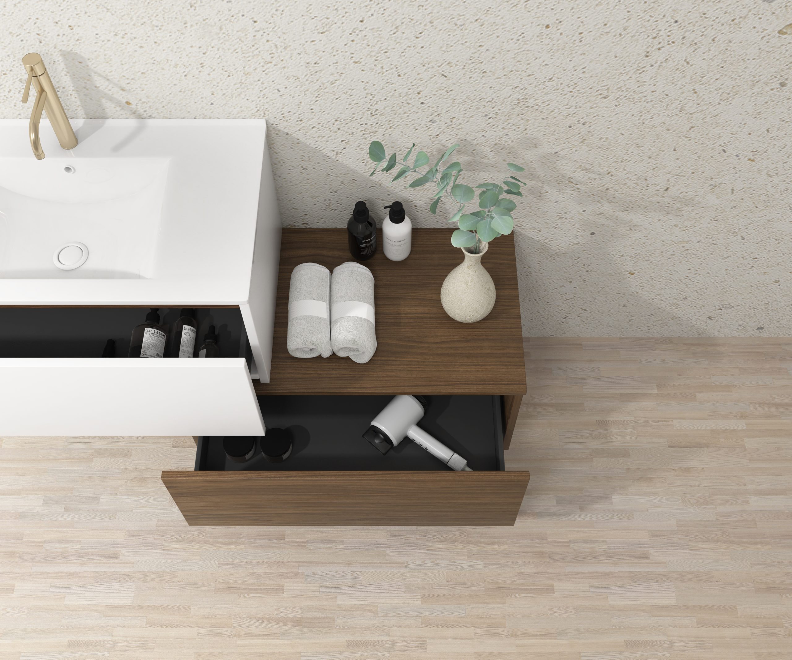 Pack Dijon avec évier en céramique et miroir LED