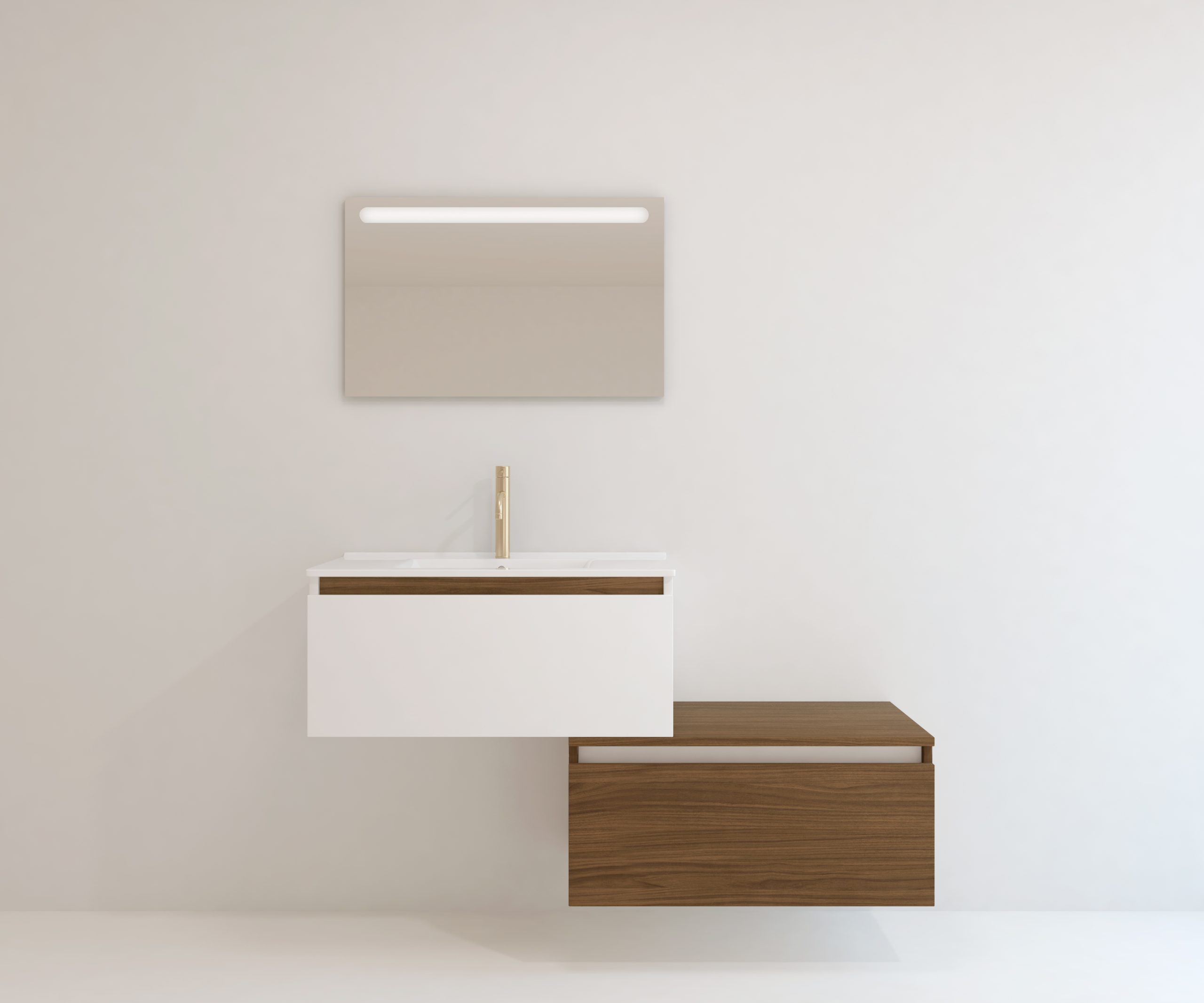 Pack Dijon avec évier en céramique et miroir LED