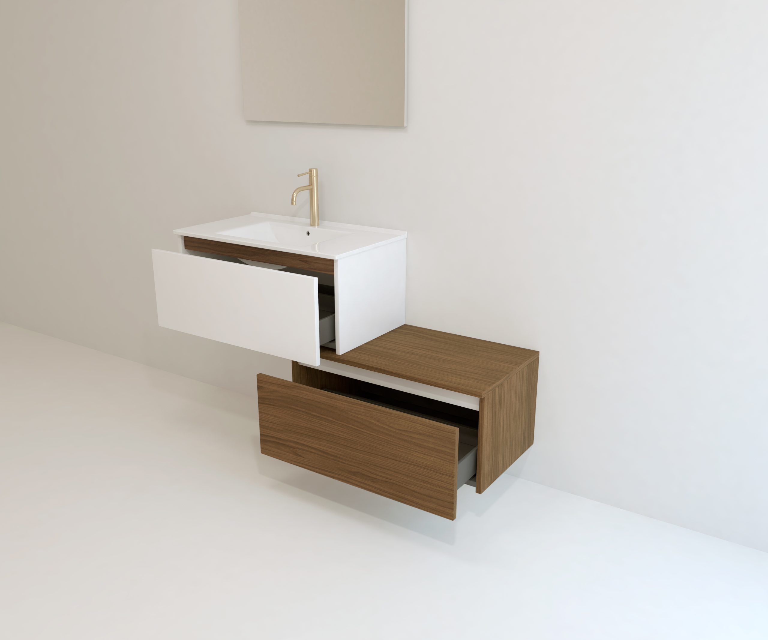 Pack Dijon avec évier en céramique et miroir LED