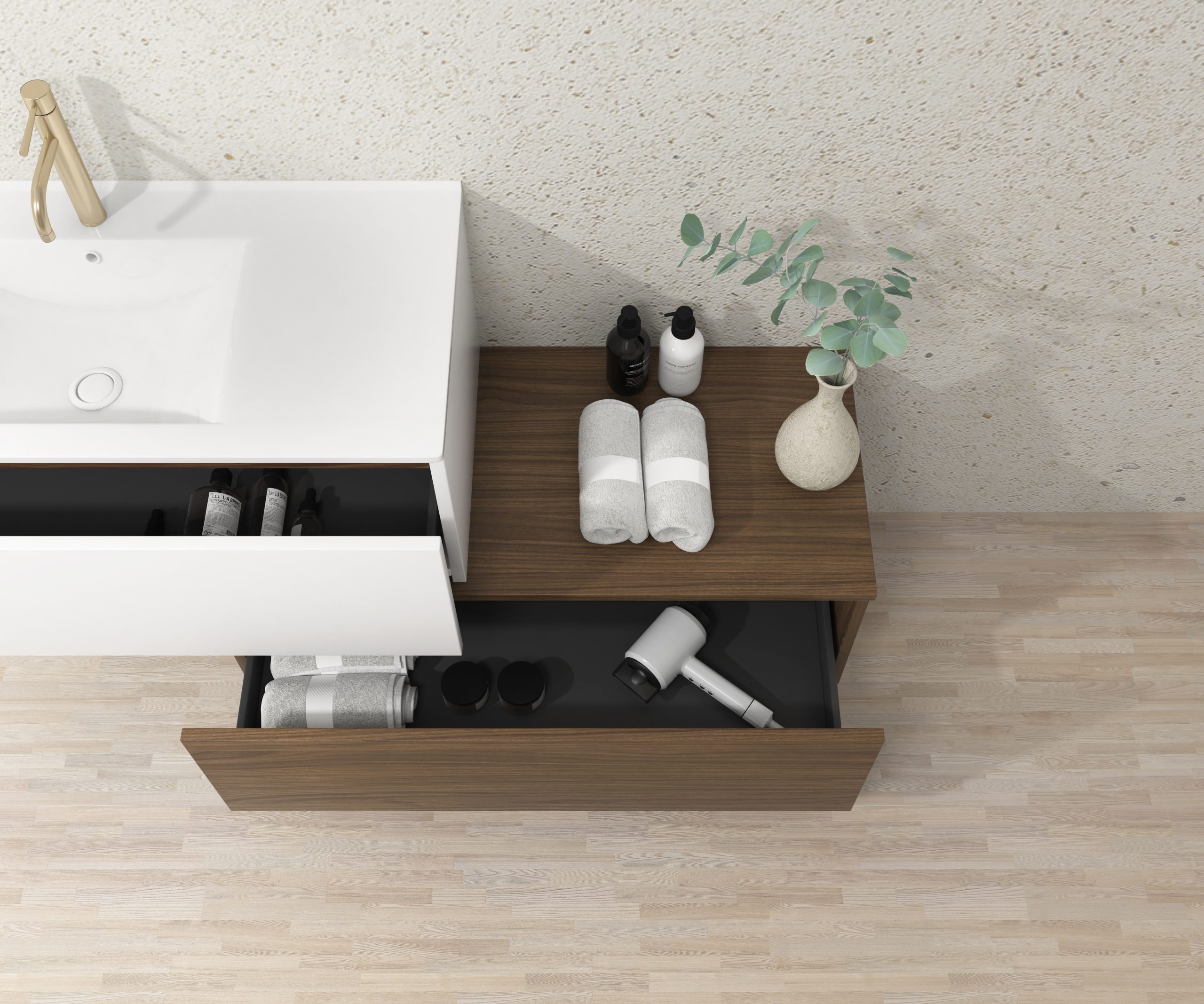 Pack Dijon avec évier en céramique et miroir LED