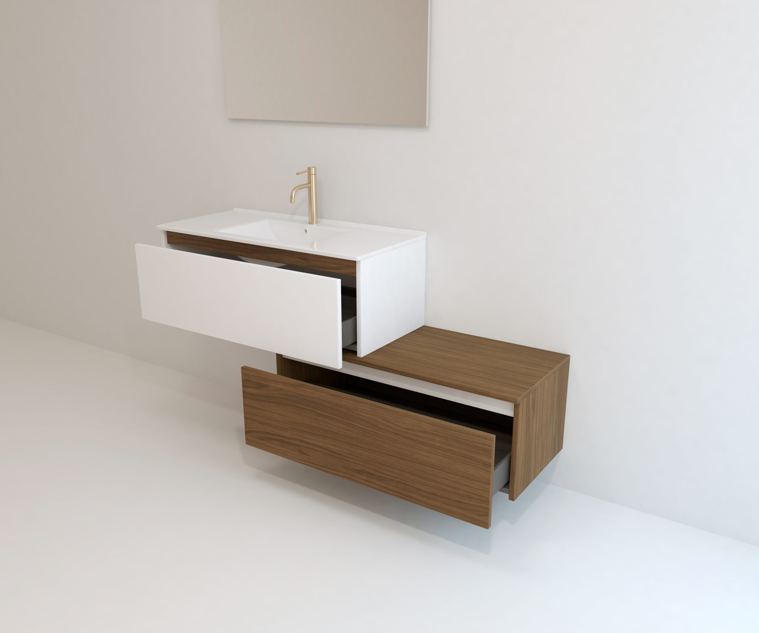 Pack Dijon avec évier en céramique et miroir LED