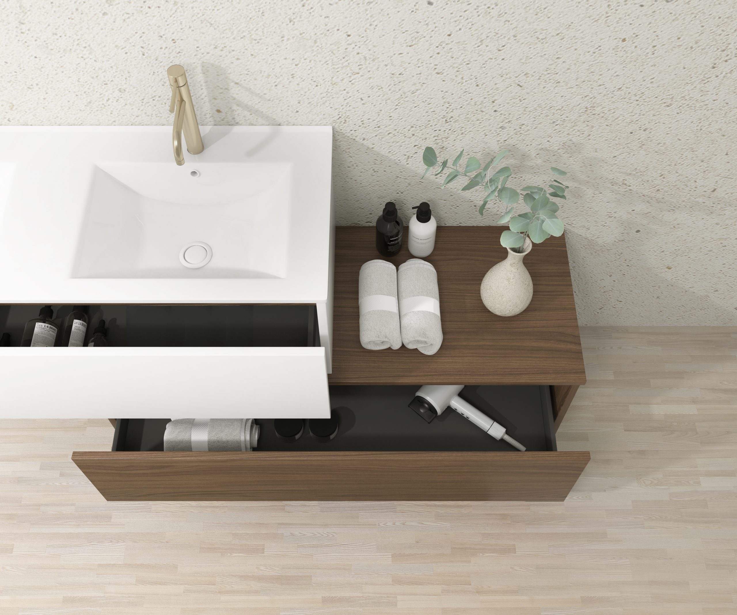 Pack Dijon avec évier en céramique et miroir LED