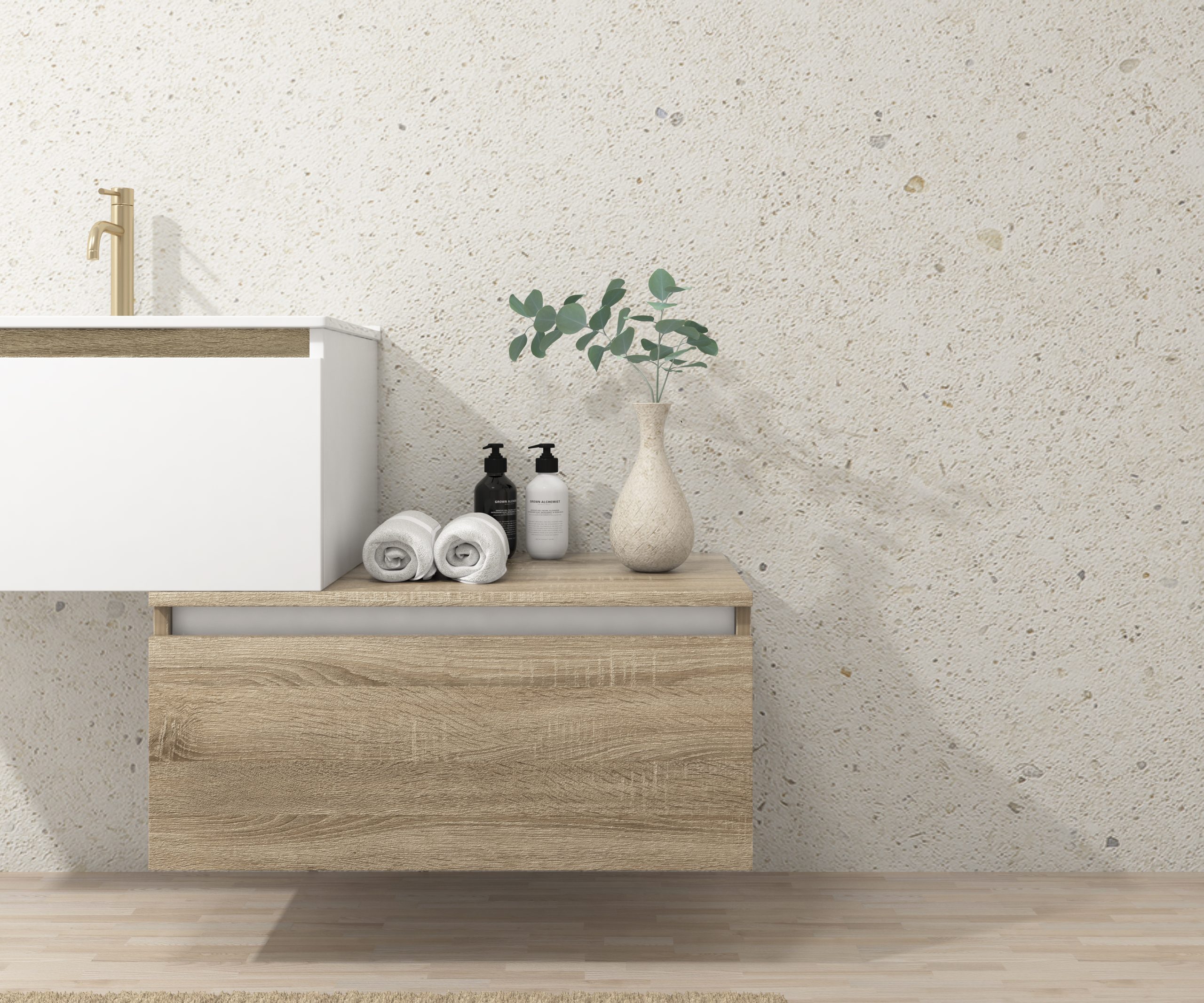 Pack Dijon avec évier en céramique et miroir LED