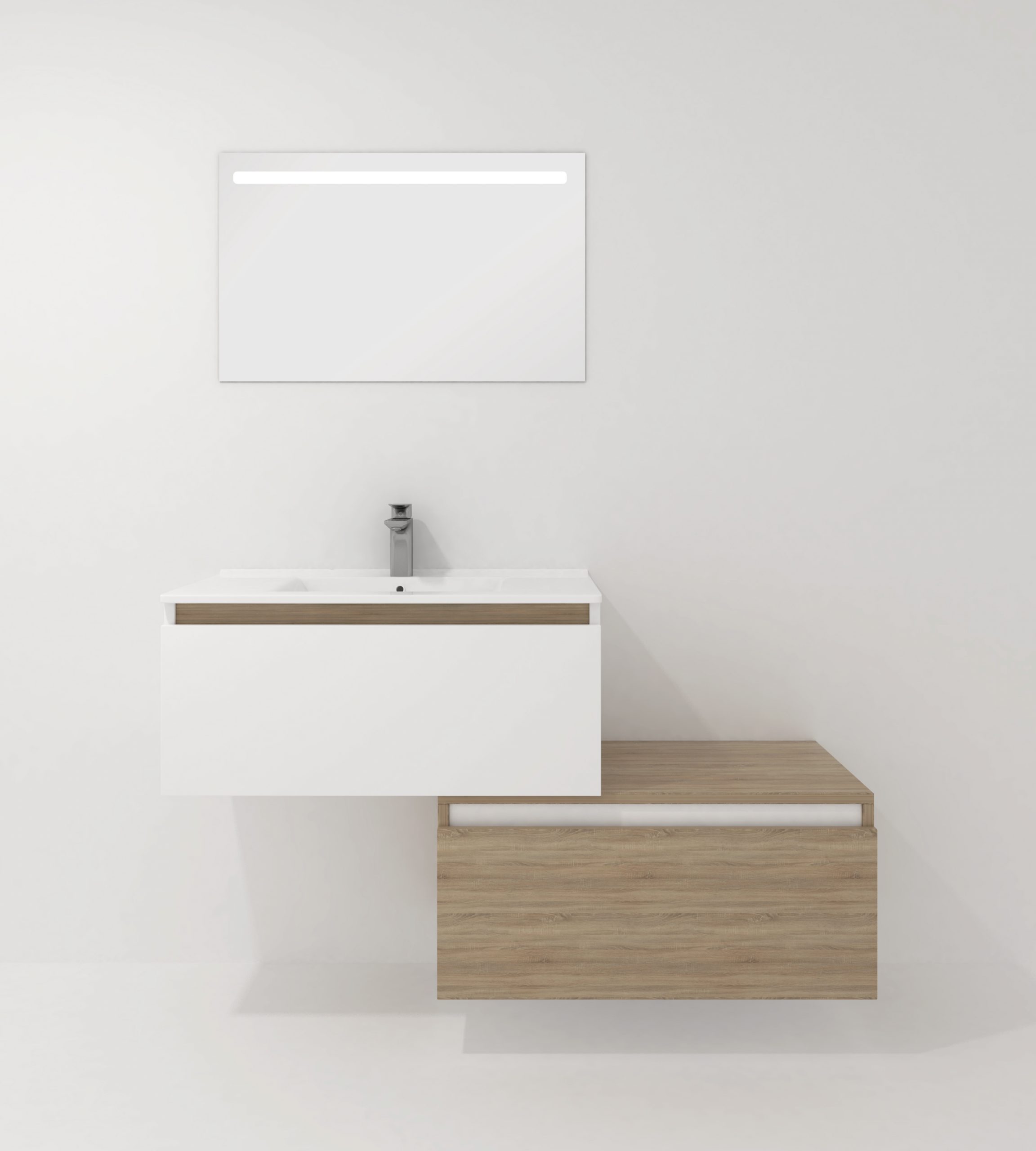 Pack Dijon avec évier en céramique et miroir LED