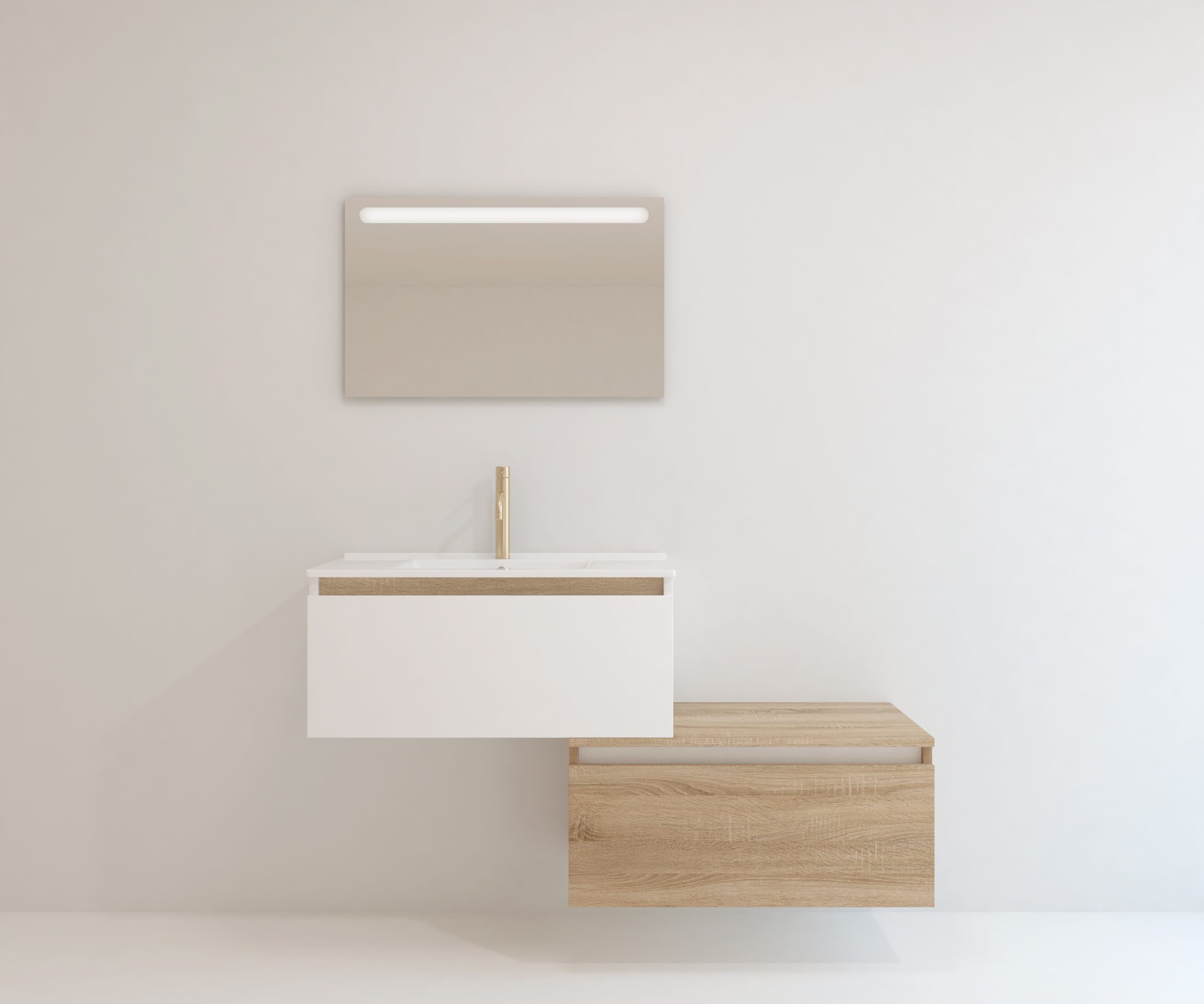 Pack Dijon avec évier en céramique et miroir LED