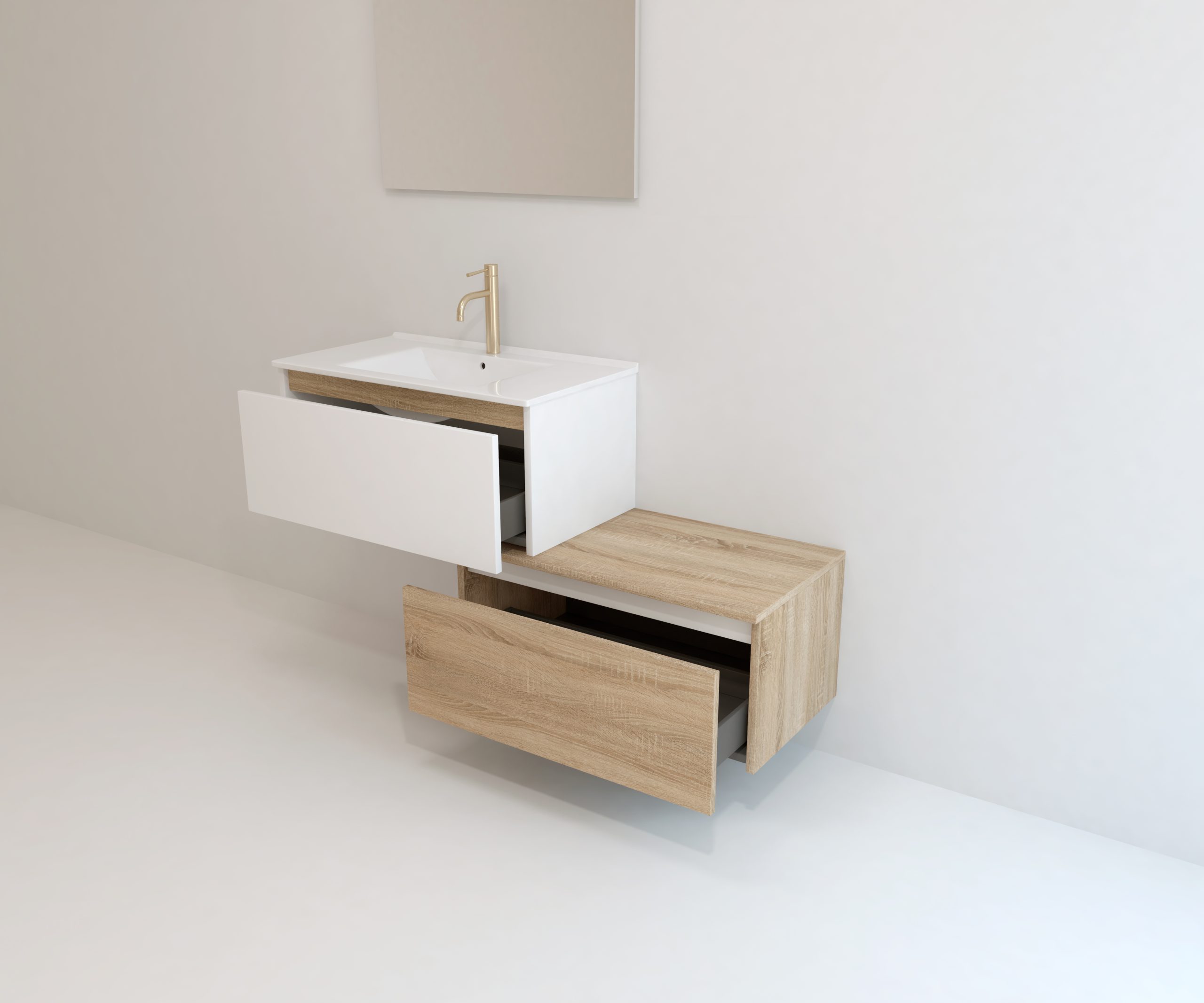 Pack Dijon avec évier en céramique et miroir LED