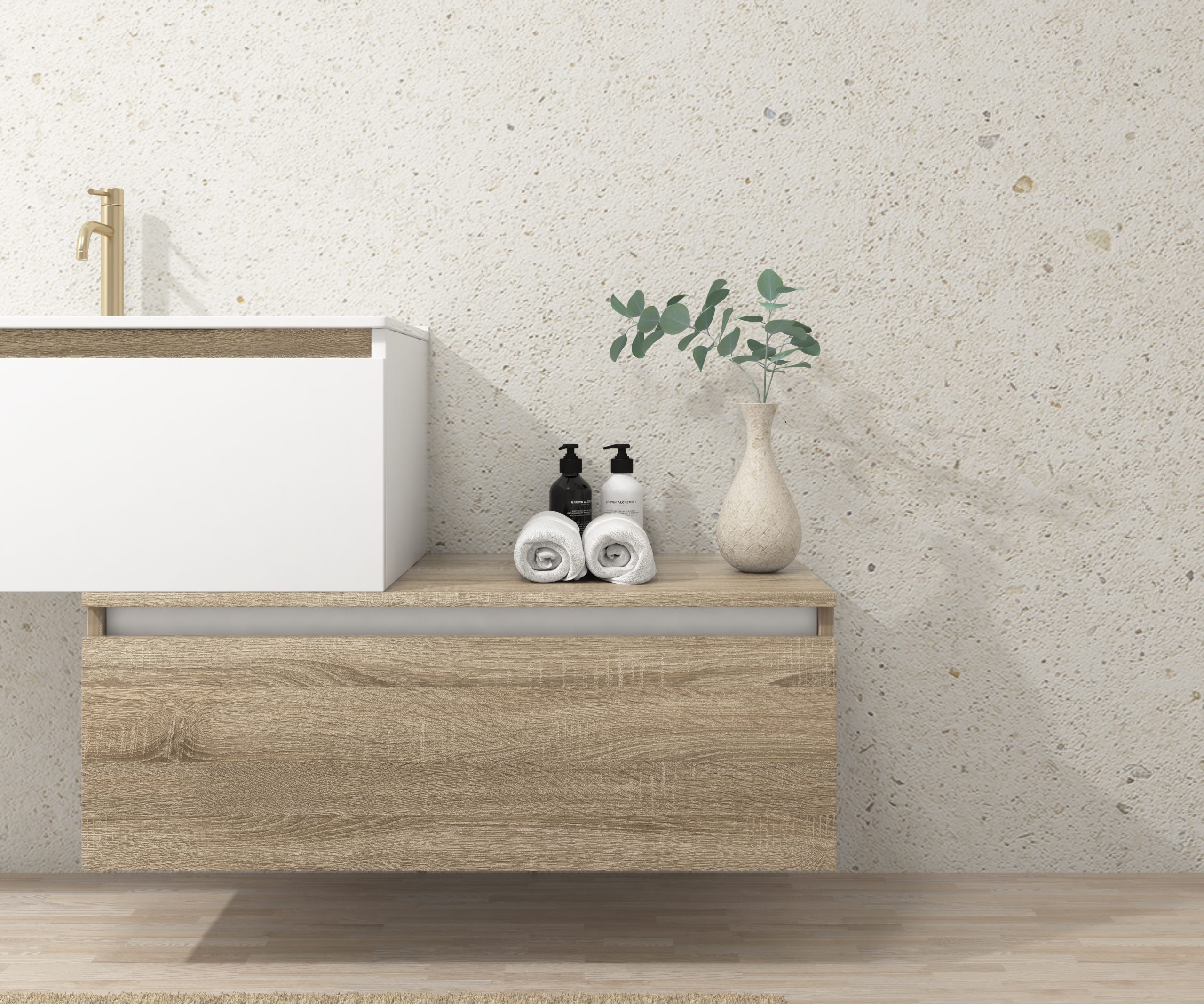 Pack Dijon avec évier en céramique et miroir LED