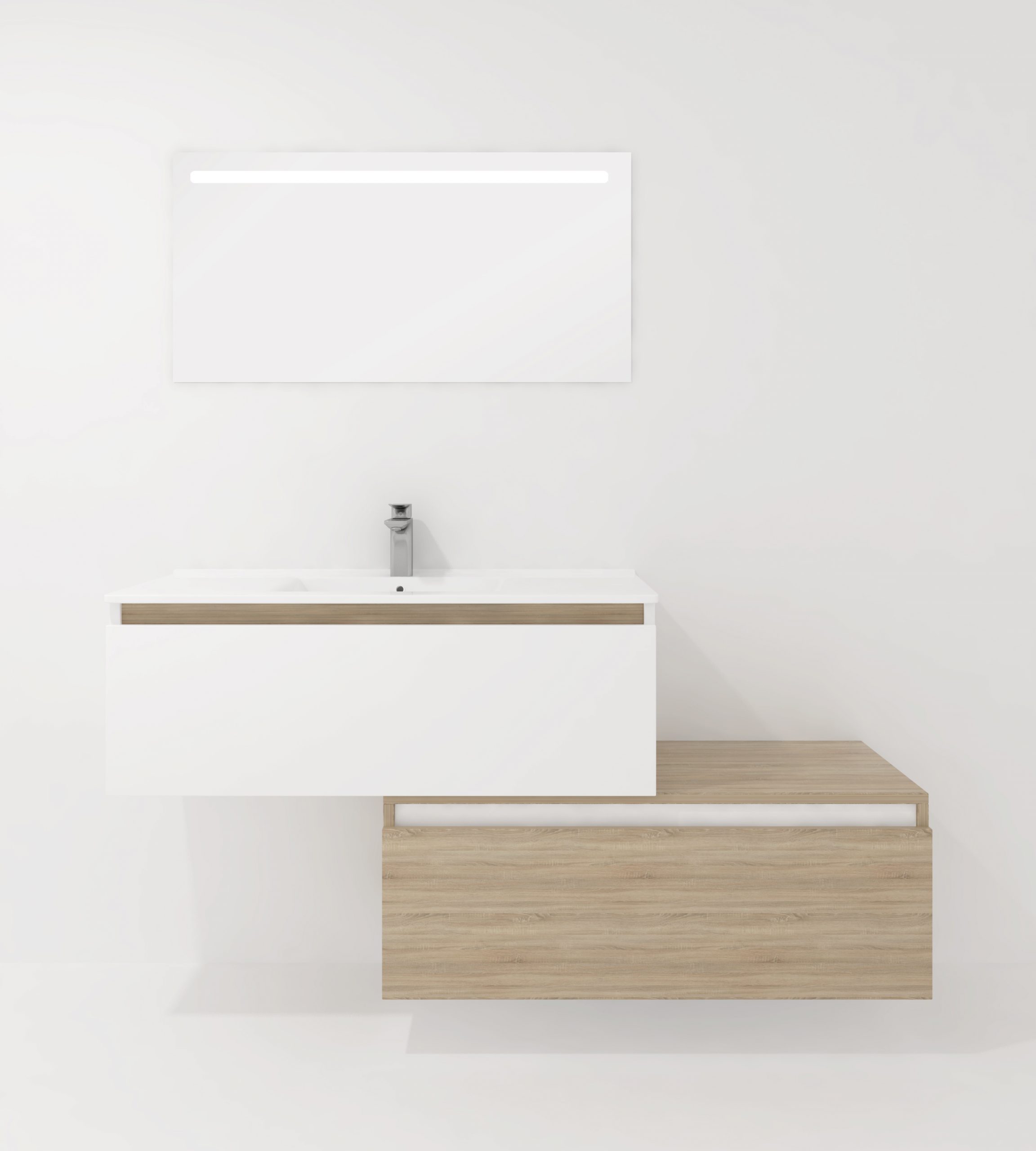 Pack Dijon avec évier en céramique et miroir LED