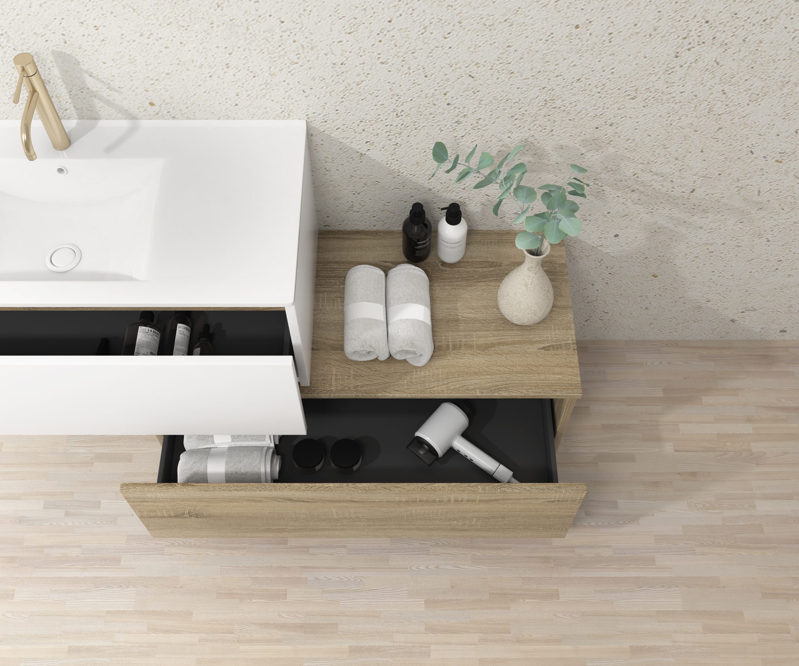 Pack Dijon avec évier en céramique et miroir LED