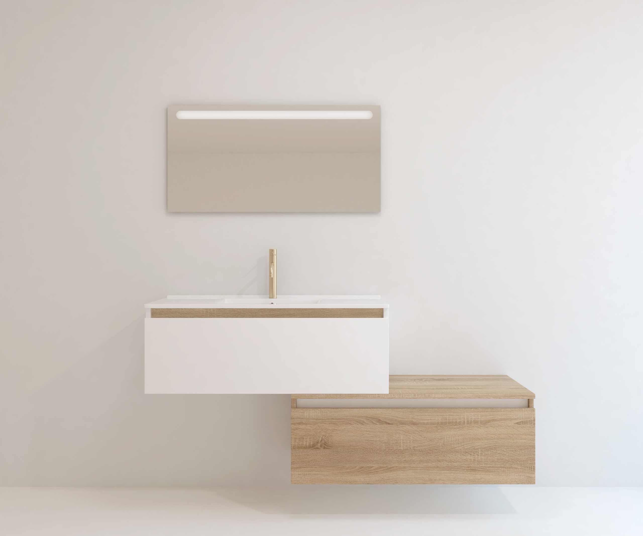 Pack Dijon avec évier en céramique et miroir LED