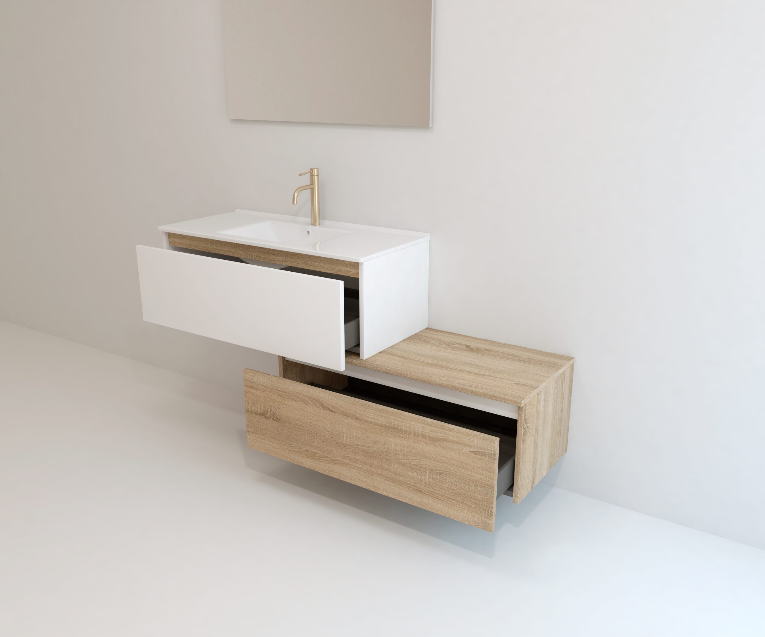 Pack Dijon avec évier en céramique et miroir LED