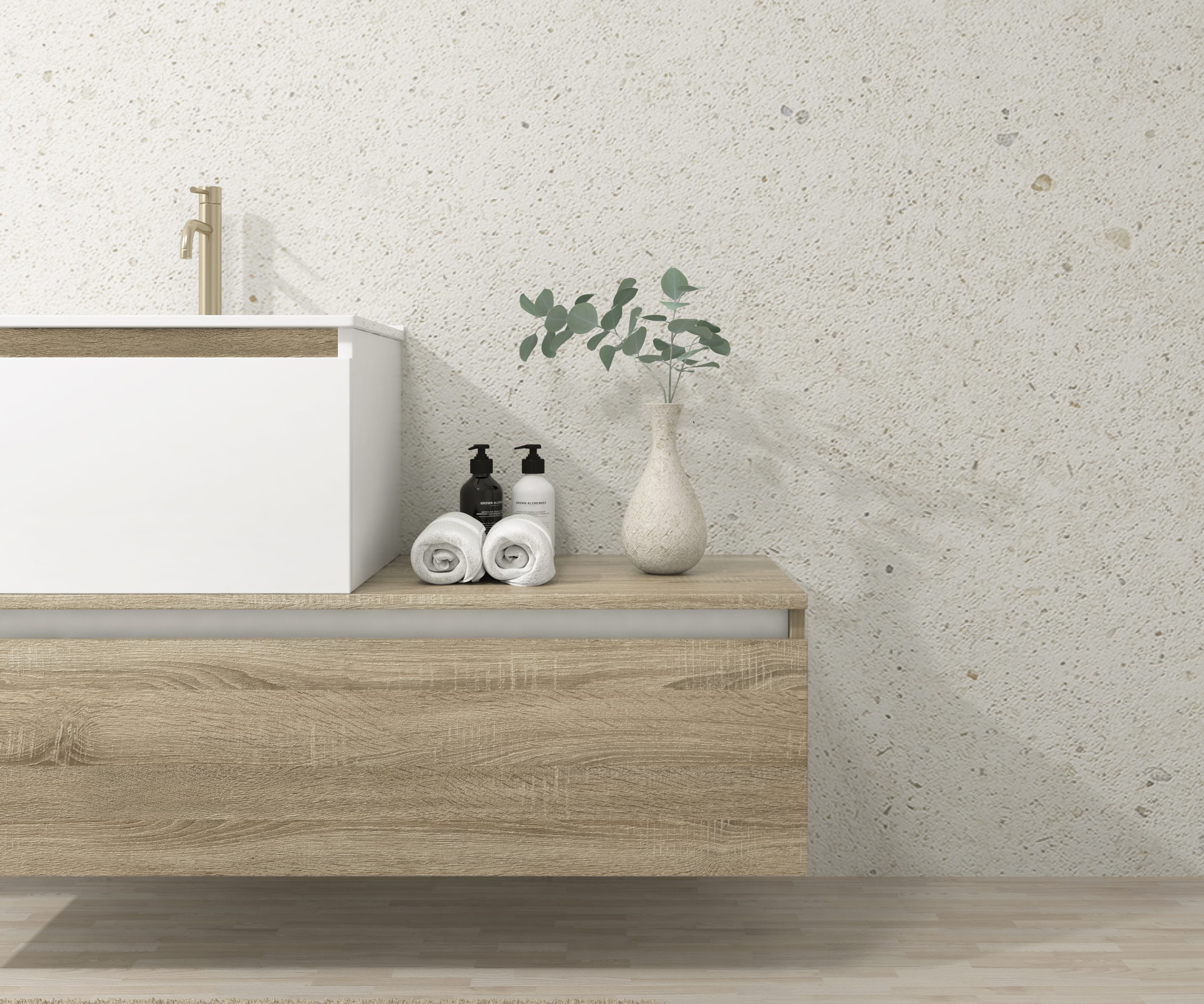 Pack Dijon avec évier en céramique et miroir LED