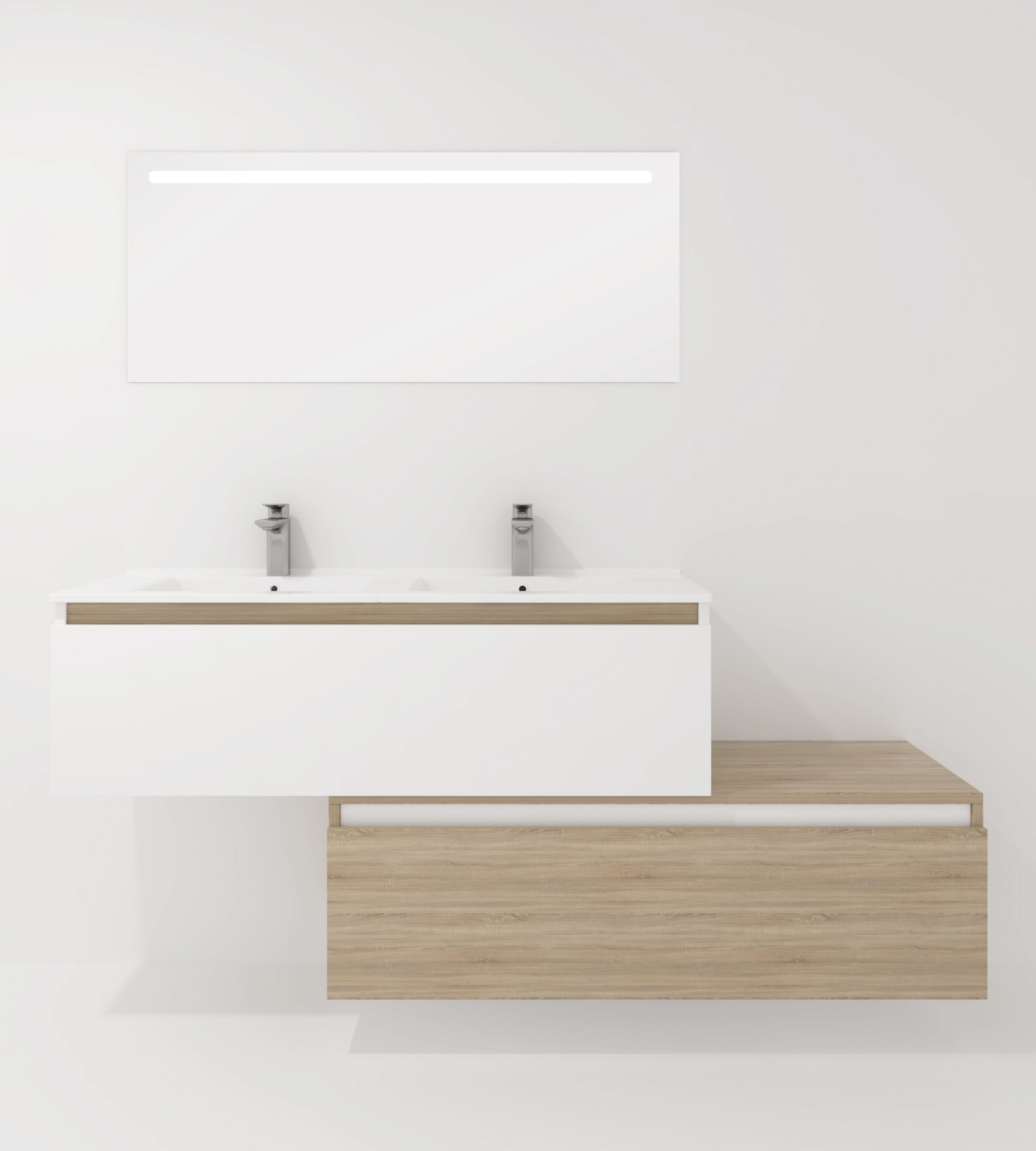 Pack Dijon avec évier en céramique et miroir LED