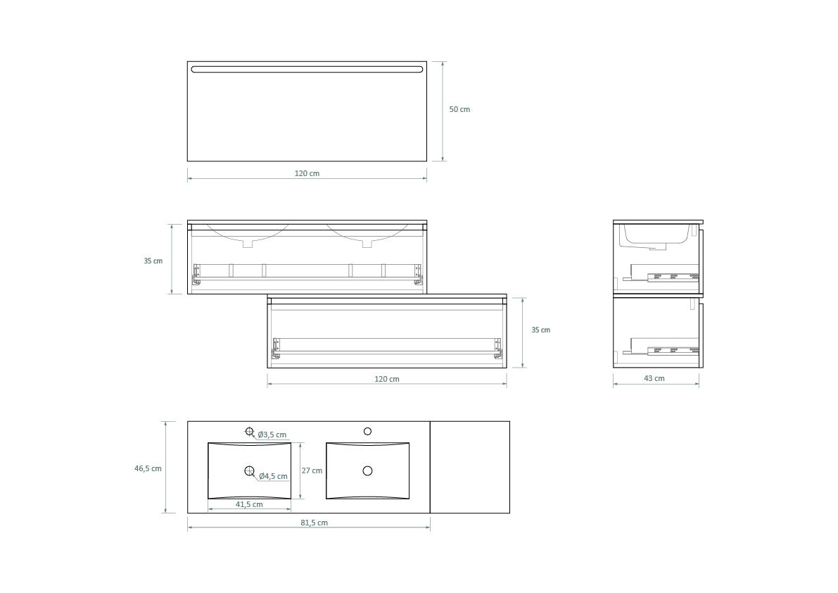 Pack Dijon avec évier en céramique et miroir LED