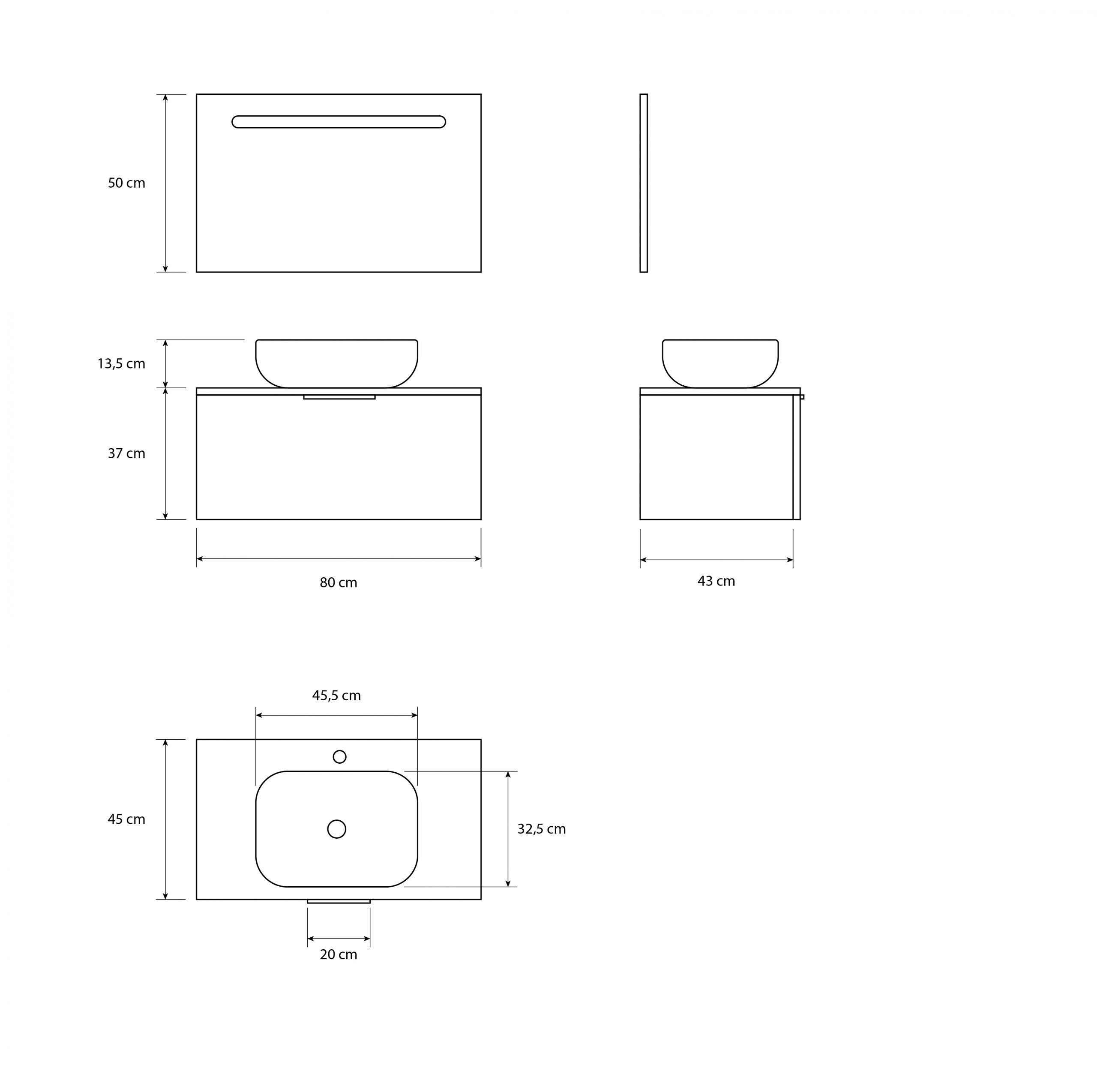 Pack Indre avec lavabo et miroir LED