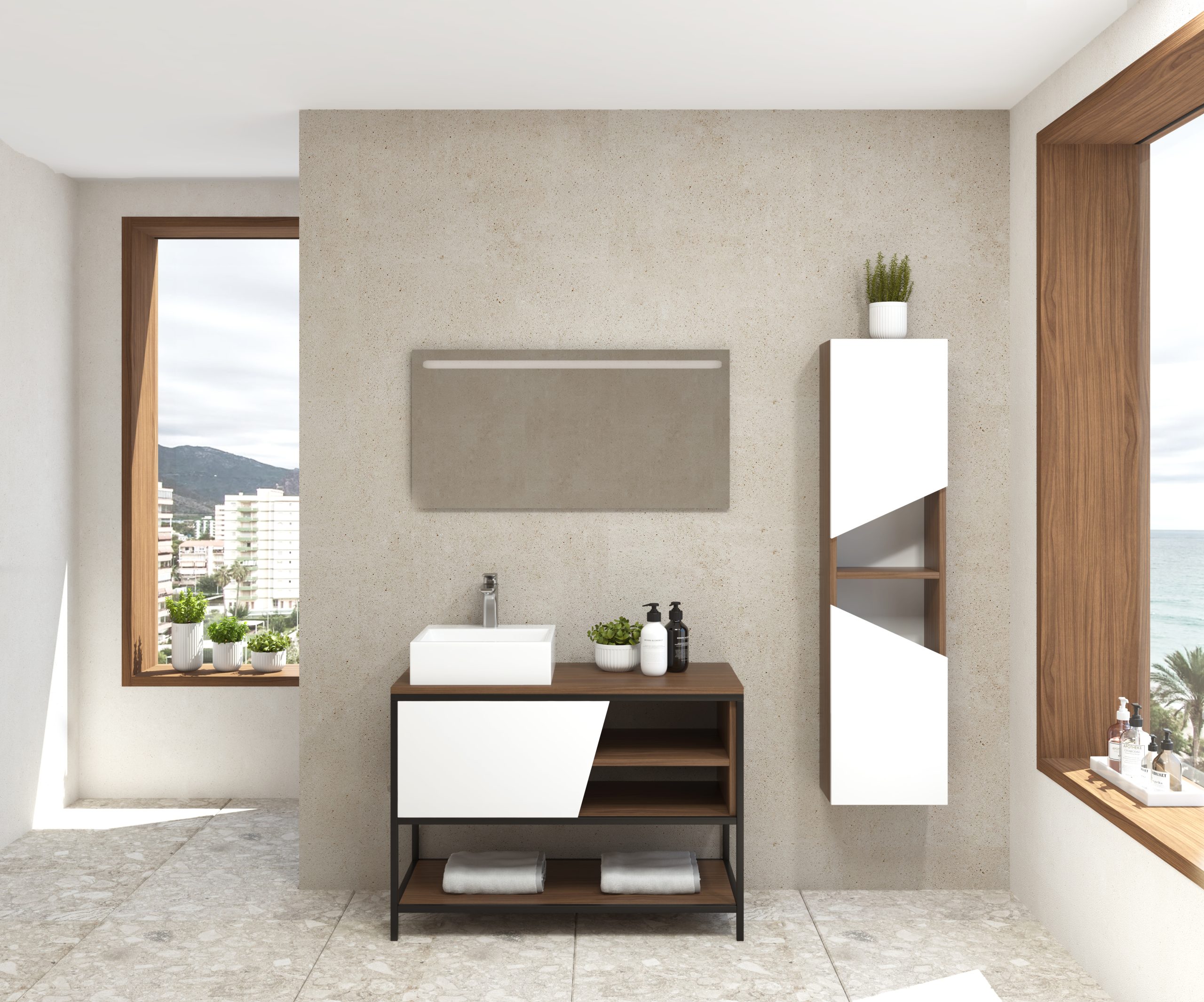 Pack Iron Rennes avec lavabo et miroir LED