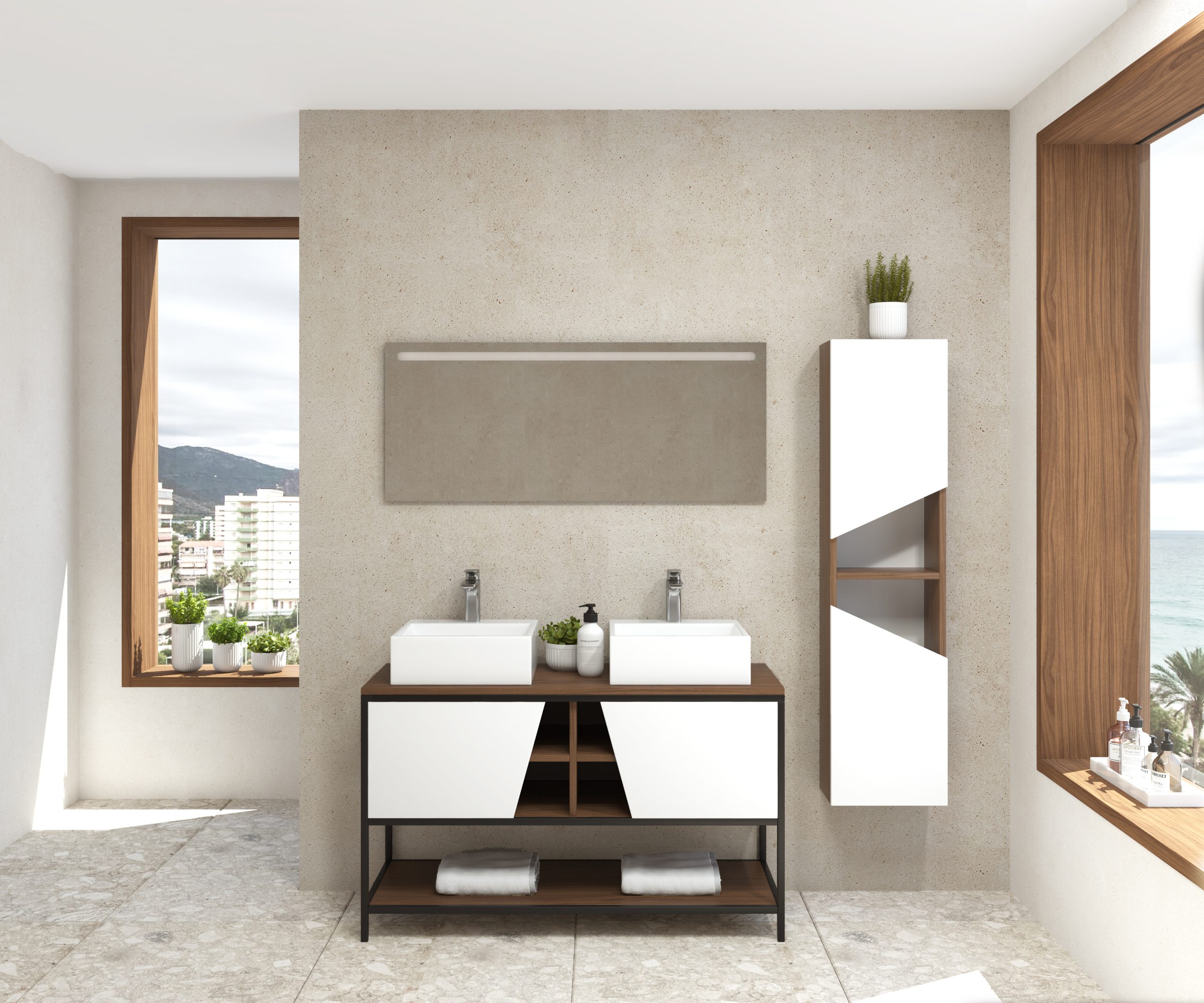 Pack Iron Rennes avec lavabo et miroir LED