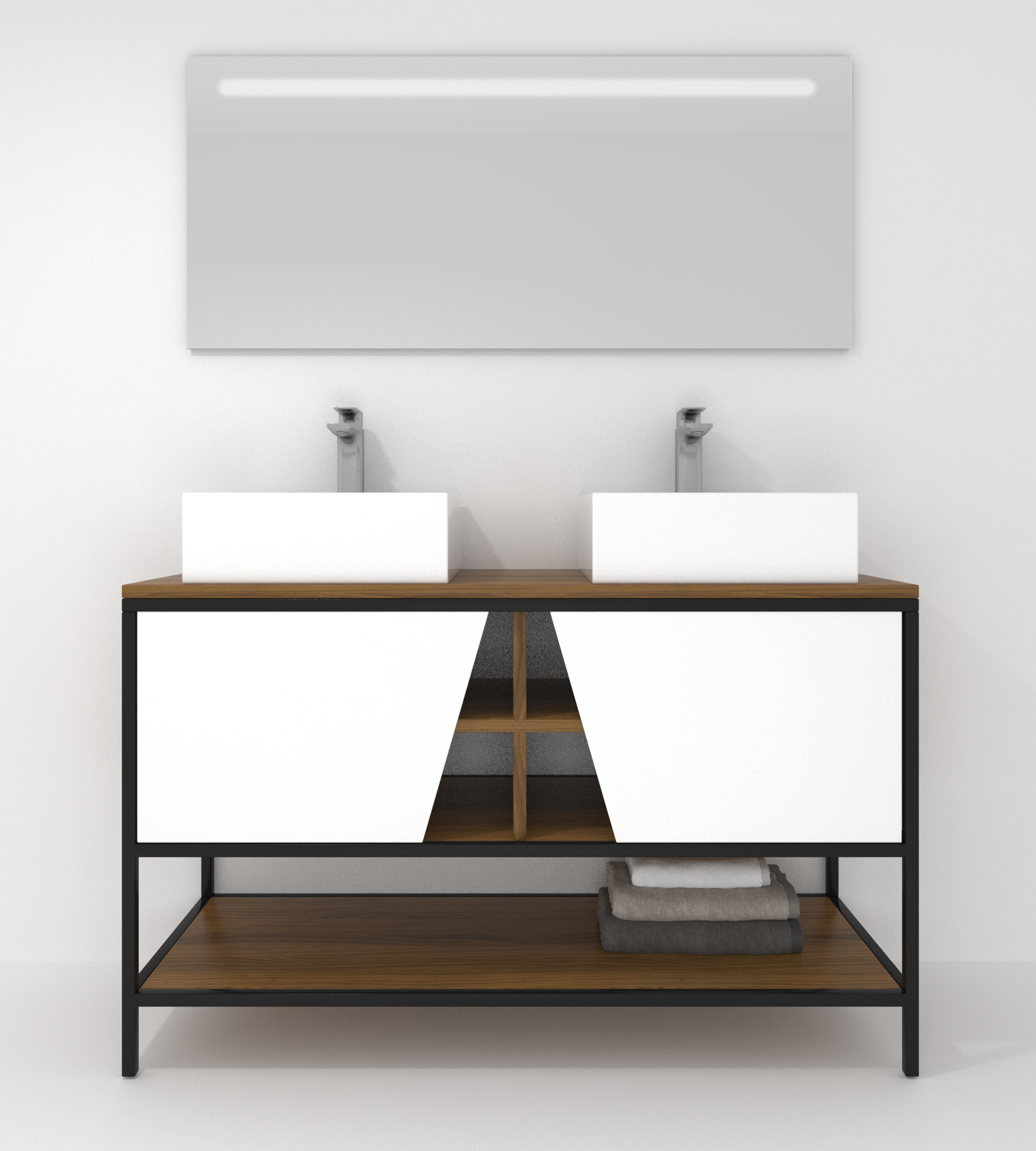 Pack Iron Rennes avec lavabo et miroir LED