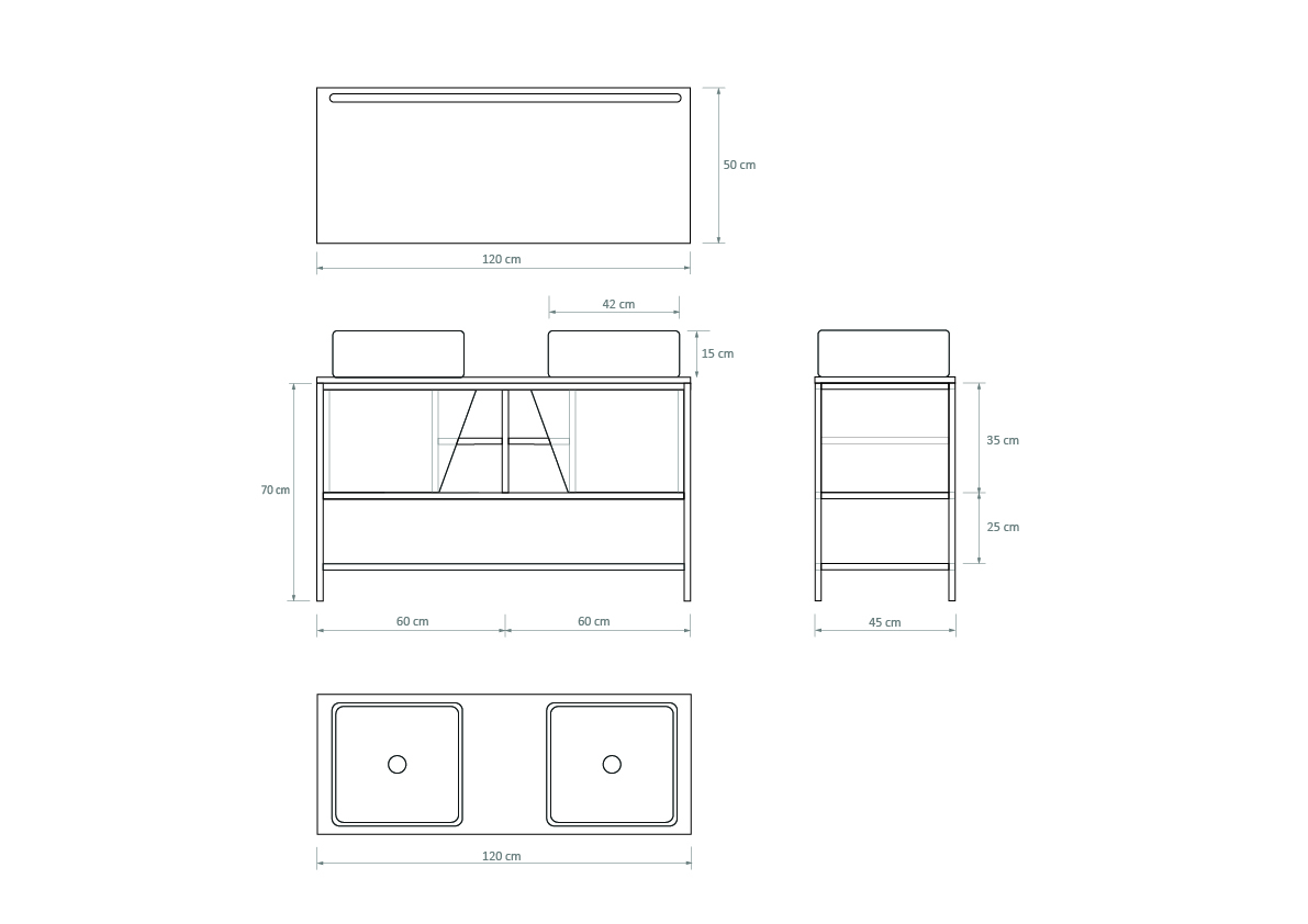 Pack Iron Rennes avec lavabo et miroir LED