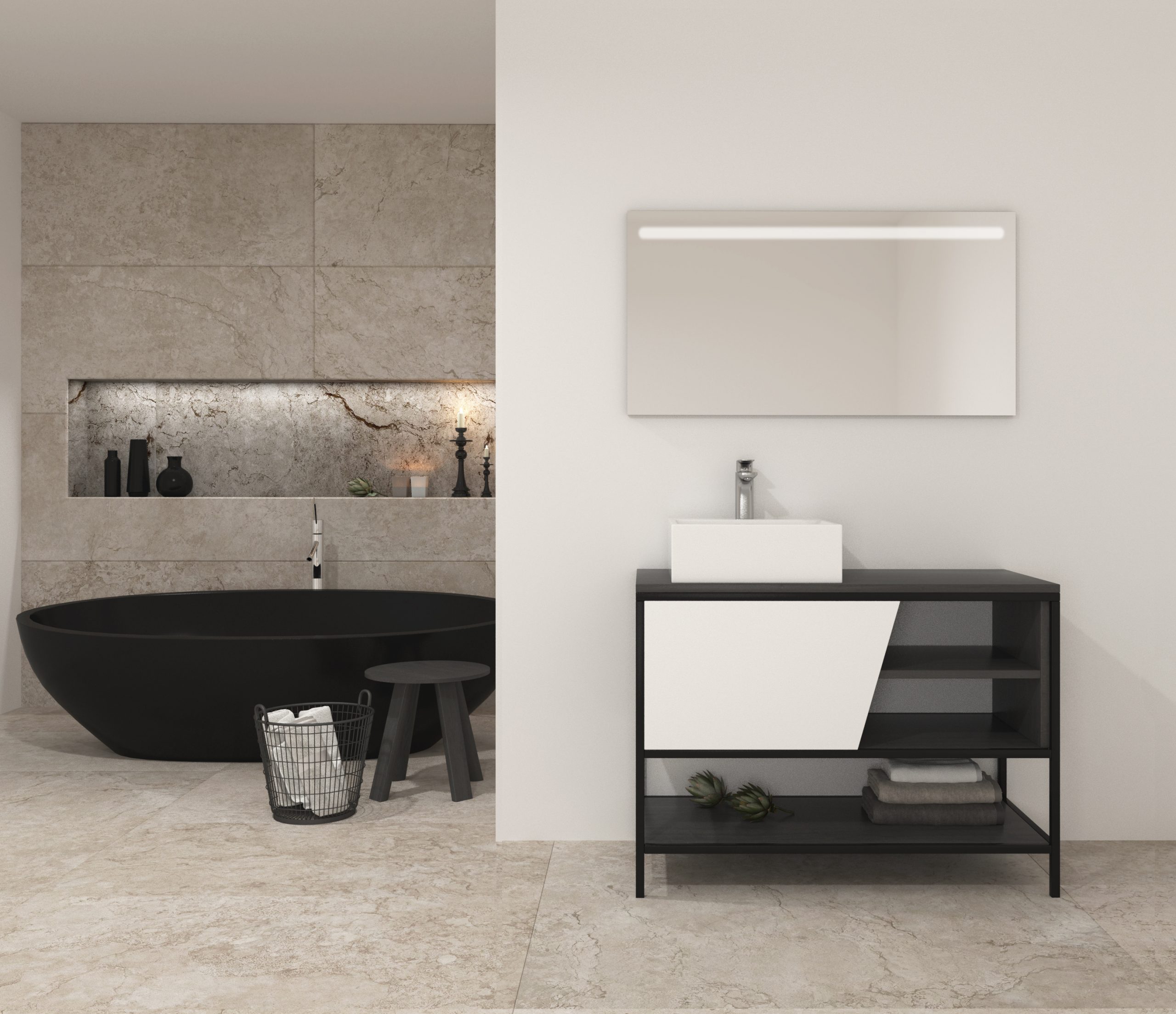Pack Iron Rennes avec lavabo et miroir LED