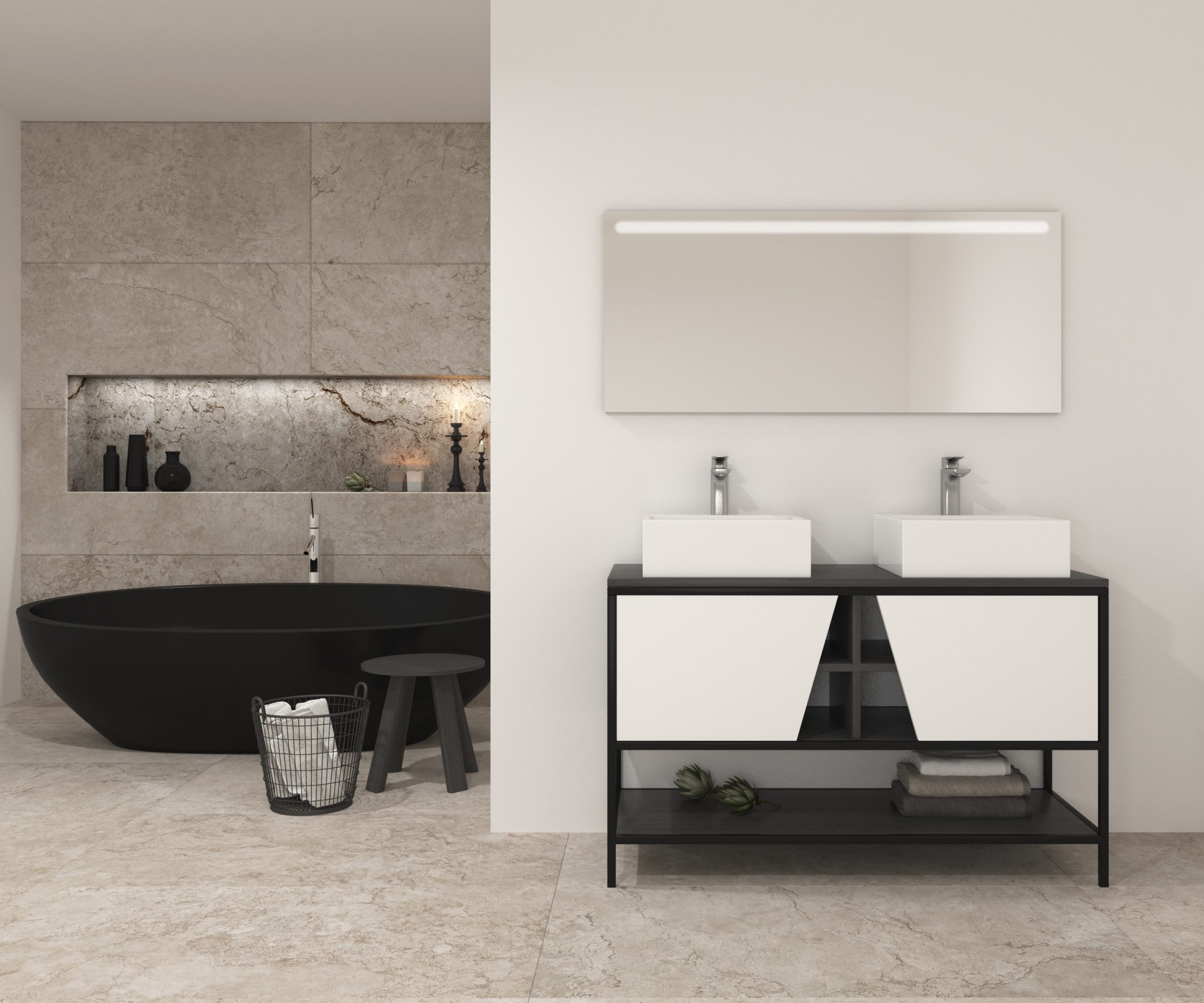 Pack Iron Rennes avec lavabo et miroir LED