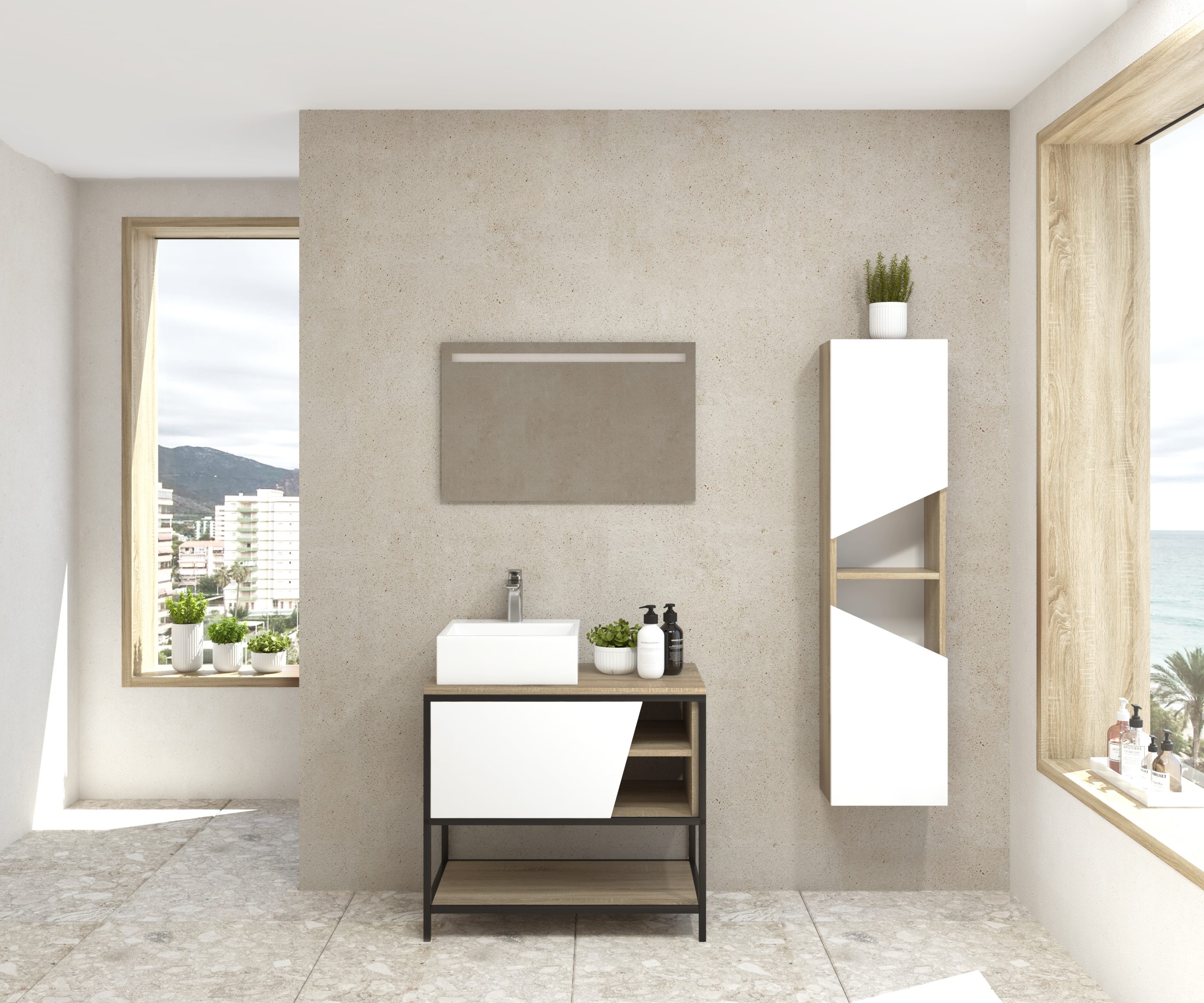 Pack Iron Rennes avec lavabo et miroir LED