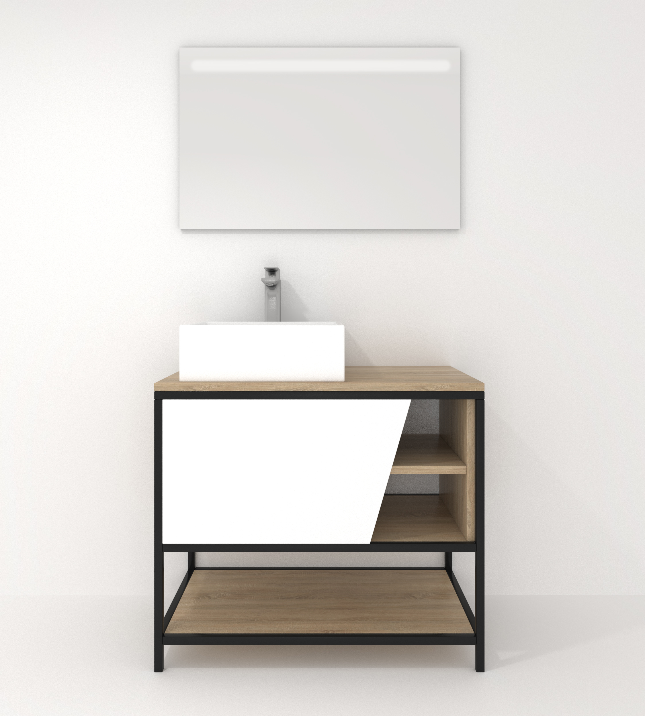 Pack Iron Rennes avec lavabo et miroir LED