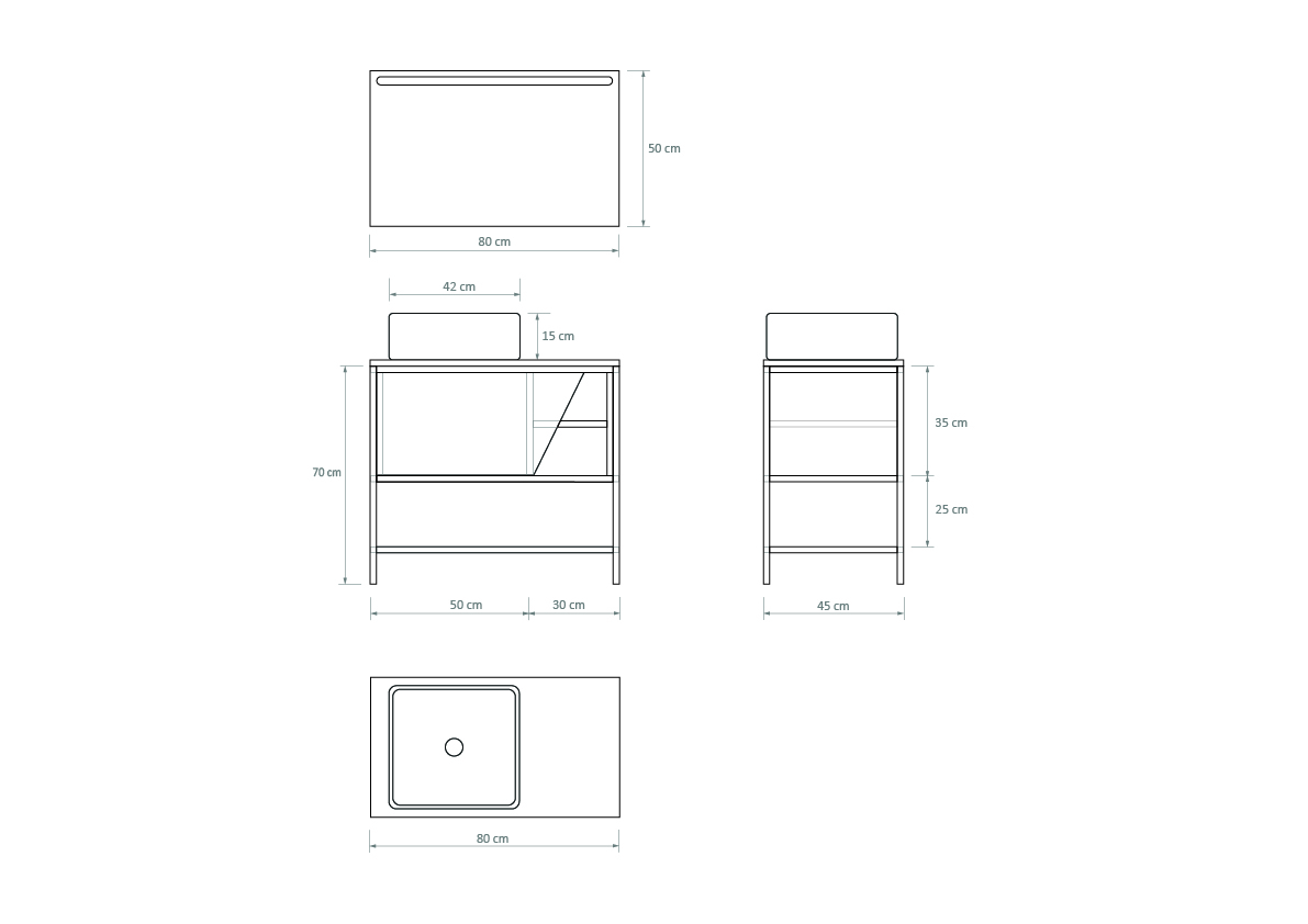 Pack Iron Rennes avec lavabo et miroir LED