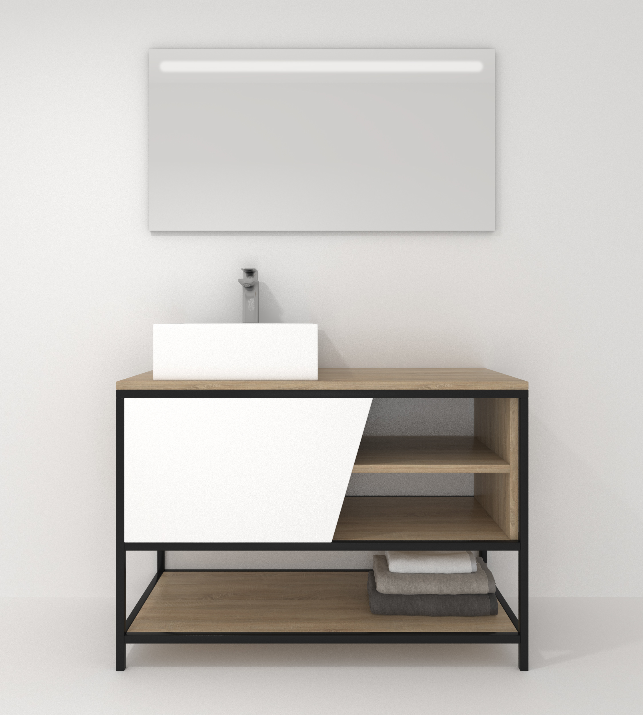 Pack Iron Rennes avec lavabo et miroir LED