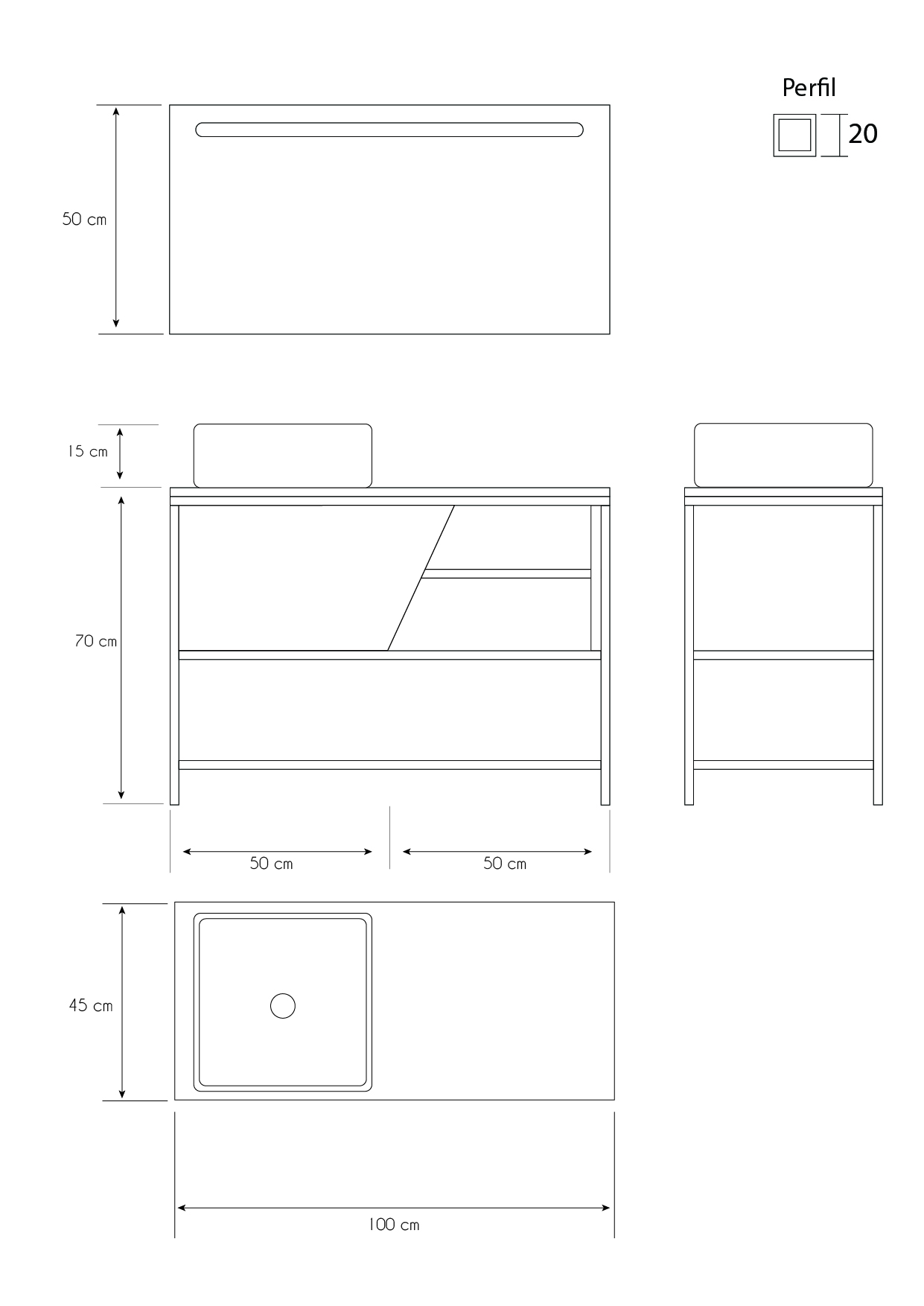 Pack Iron Rennes avec lavabo et miroir LED