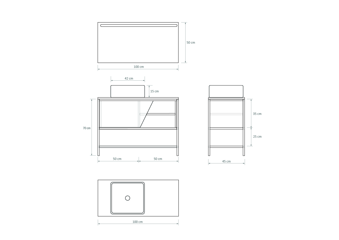 Pack Iron Rennes avec lavabo et miroir LED
