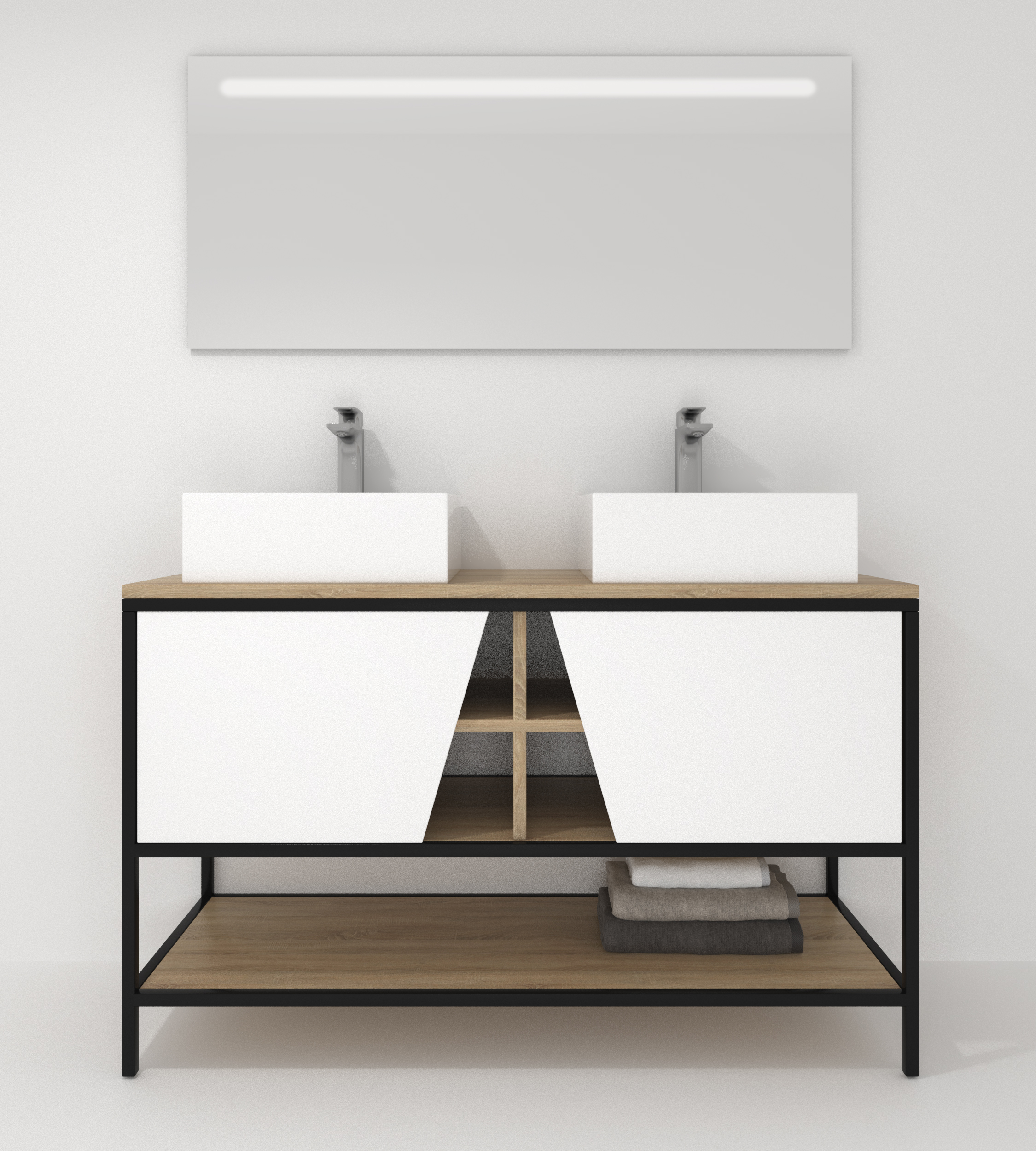 Pack Iron Rennes avec lavabo et miroir LED