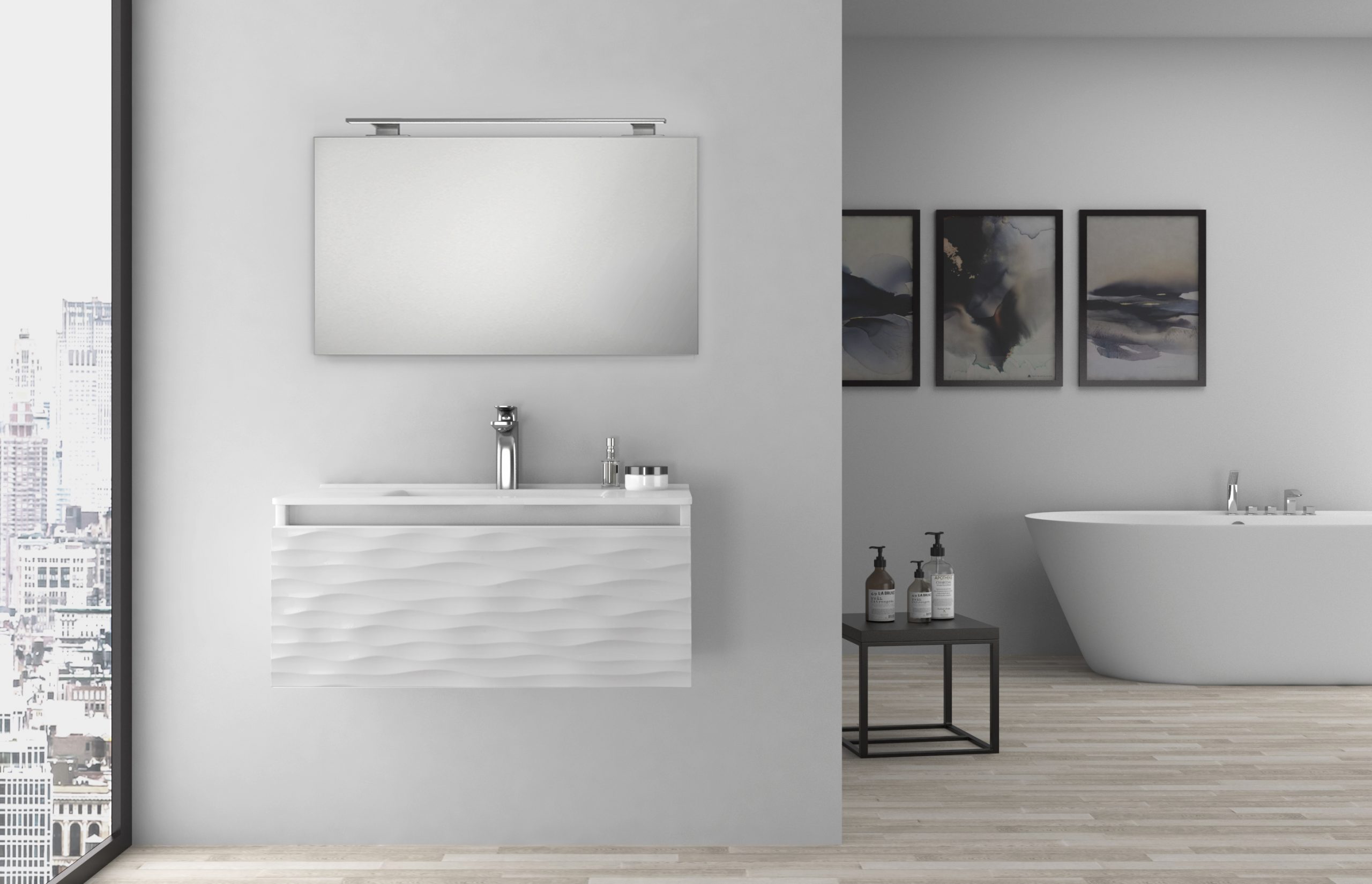 Pack Iroise con lavabo, espejo y foco led