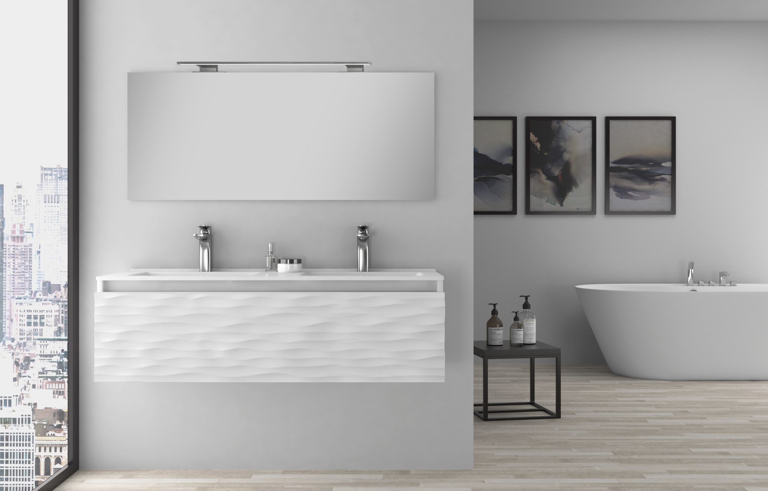 Pack Iroise con lavabo, espejo y foco led