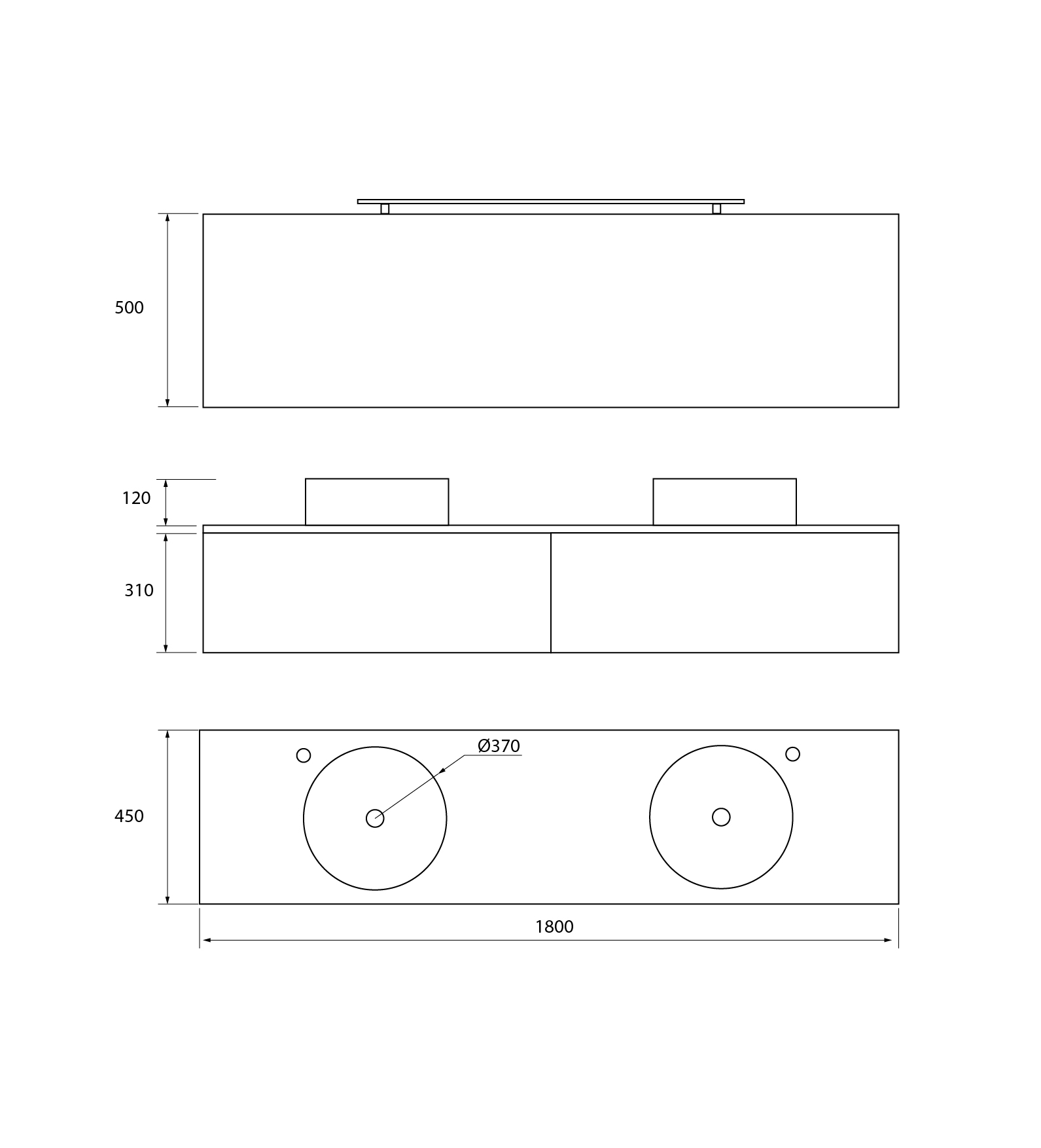 Pack Iroise con doble lavabo sobreencimera, espejo y foco led