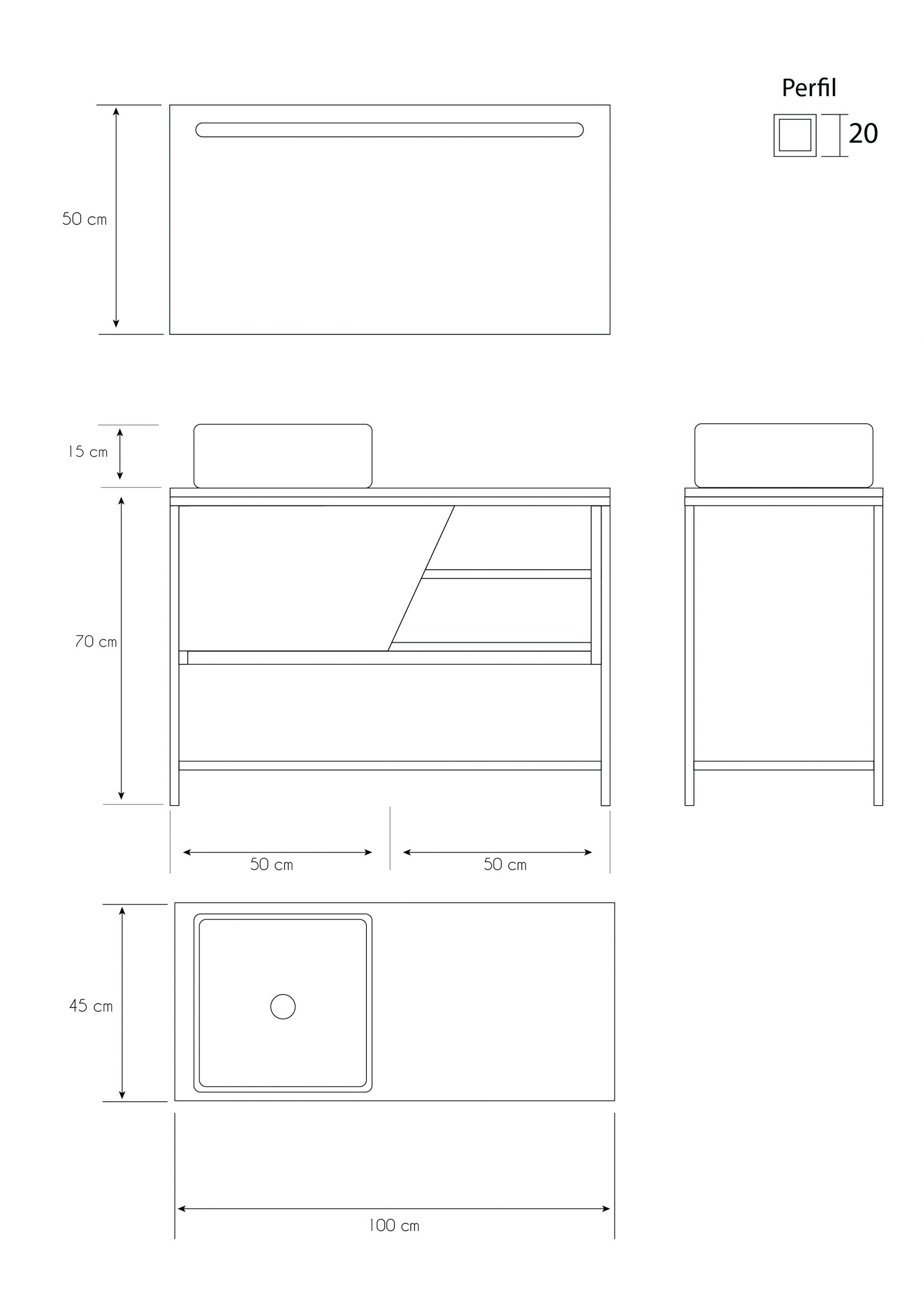 Pack Iron Rennes Plus avec lavabo et miroir LED