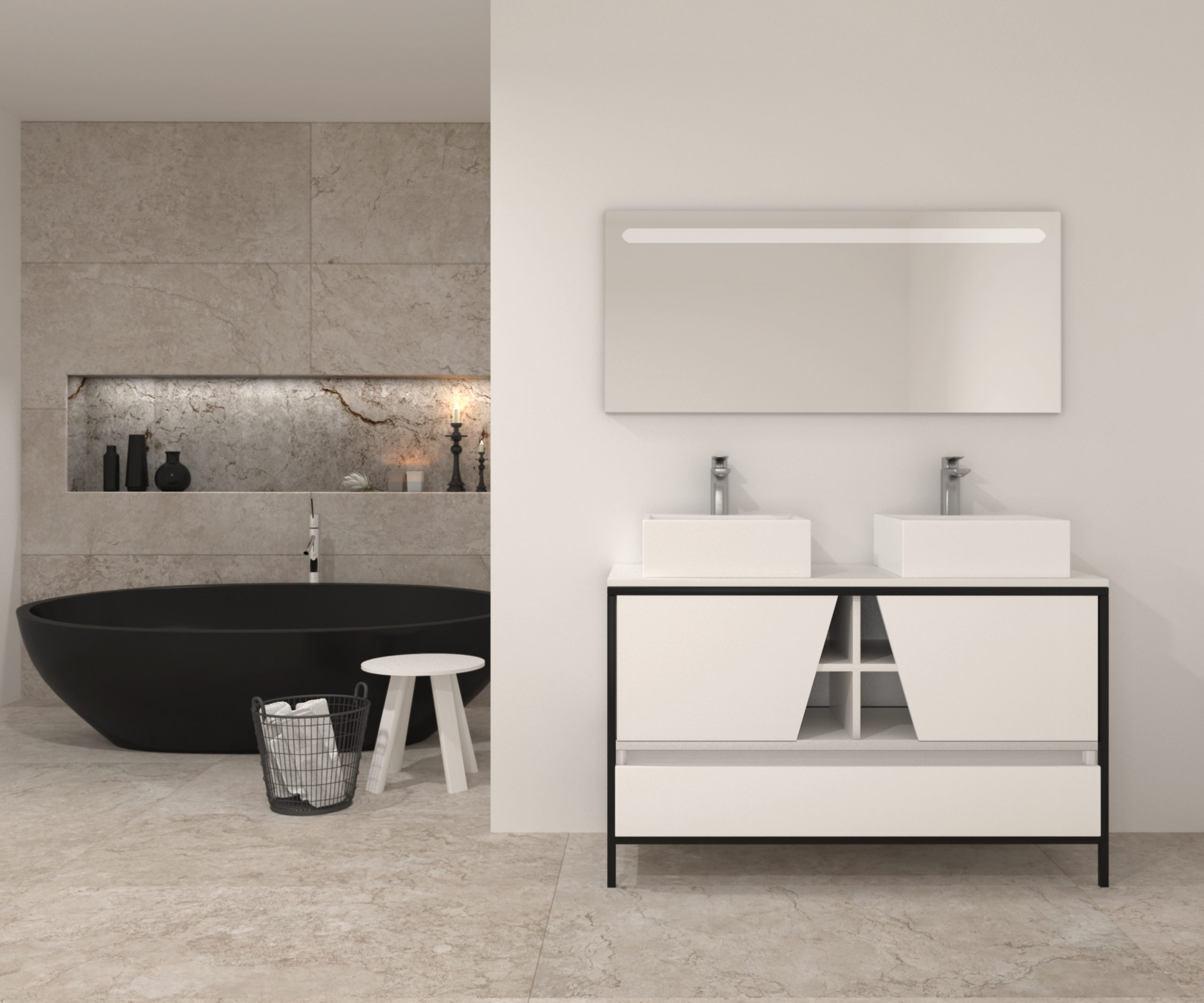 Pack Iron Rennes Plus avec lavabo et miroir LED