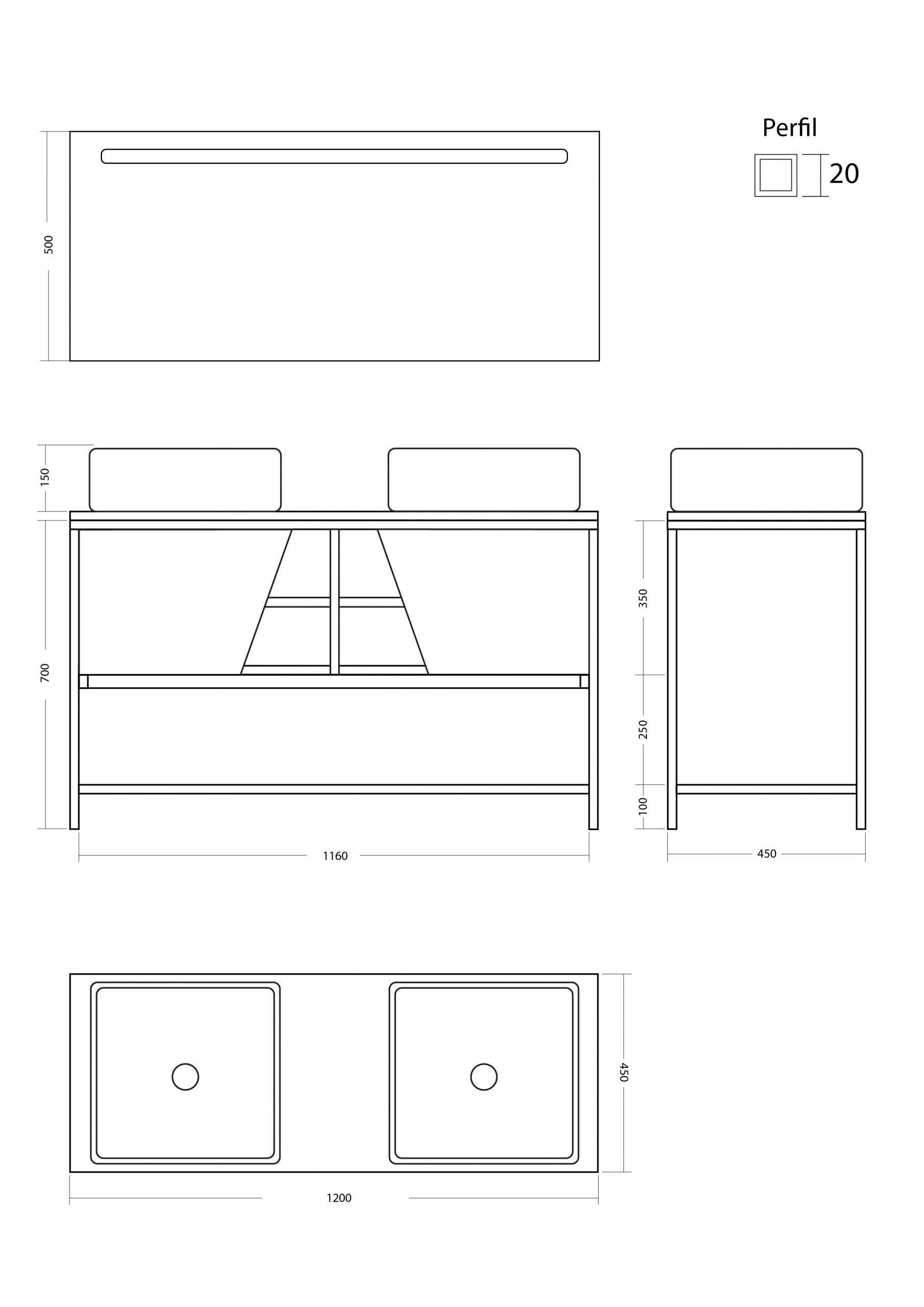 Pack Iron Rennes Plus avec lavabo et miroir LED
